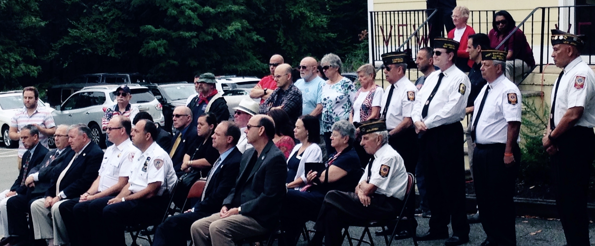 Patriots Day 2015 - Guests included Randolph Township Council Members Loveys and Napoliello and State Senator Anthony Bucco VFW members shown are Mario( seated ) and Angel, Bill , Rich and Emerson.