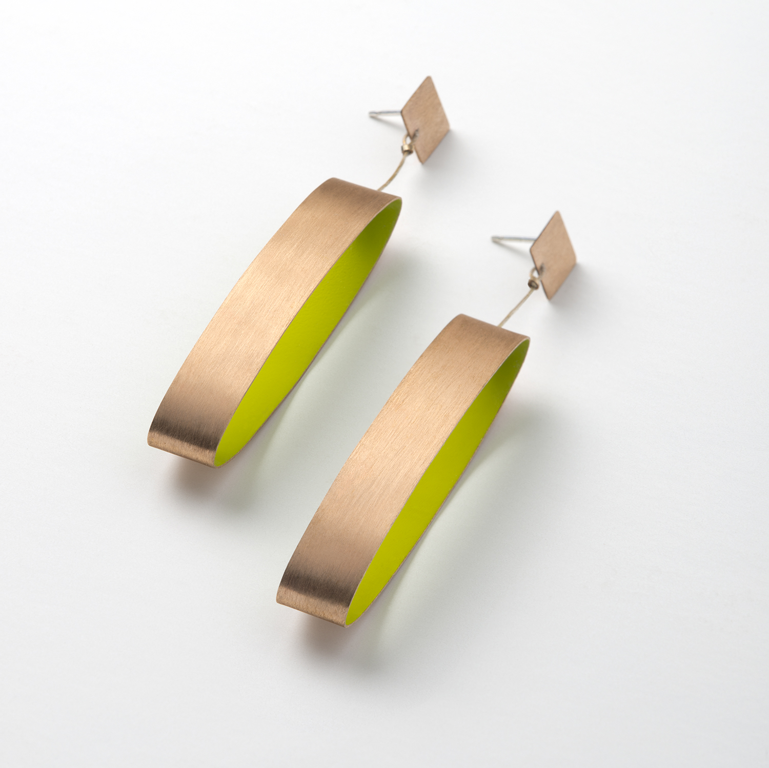 Ellipses large dangle post earrings - bronze