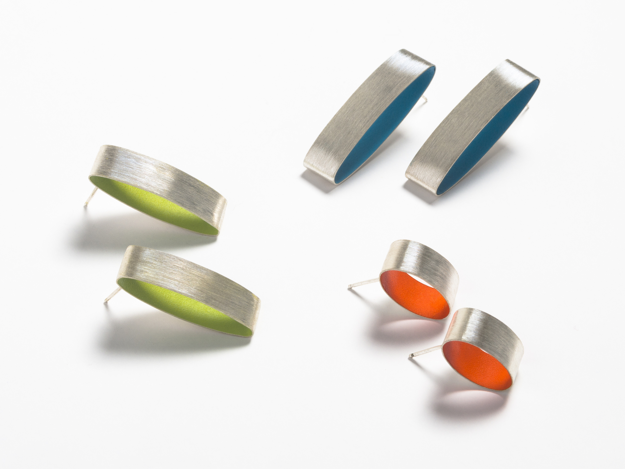 Ellipses post earrings - fine silver
