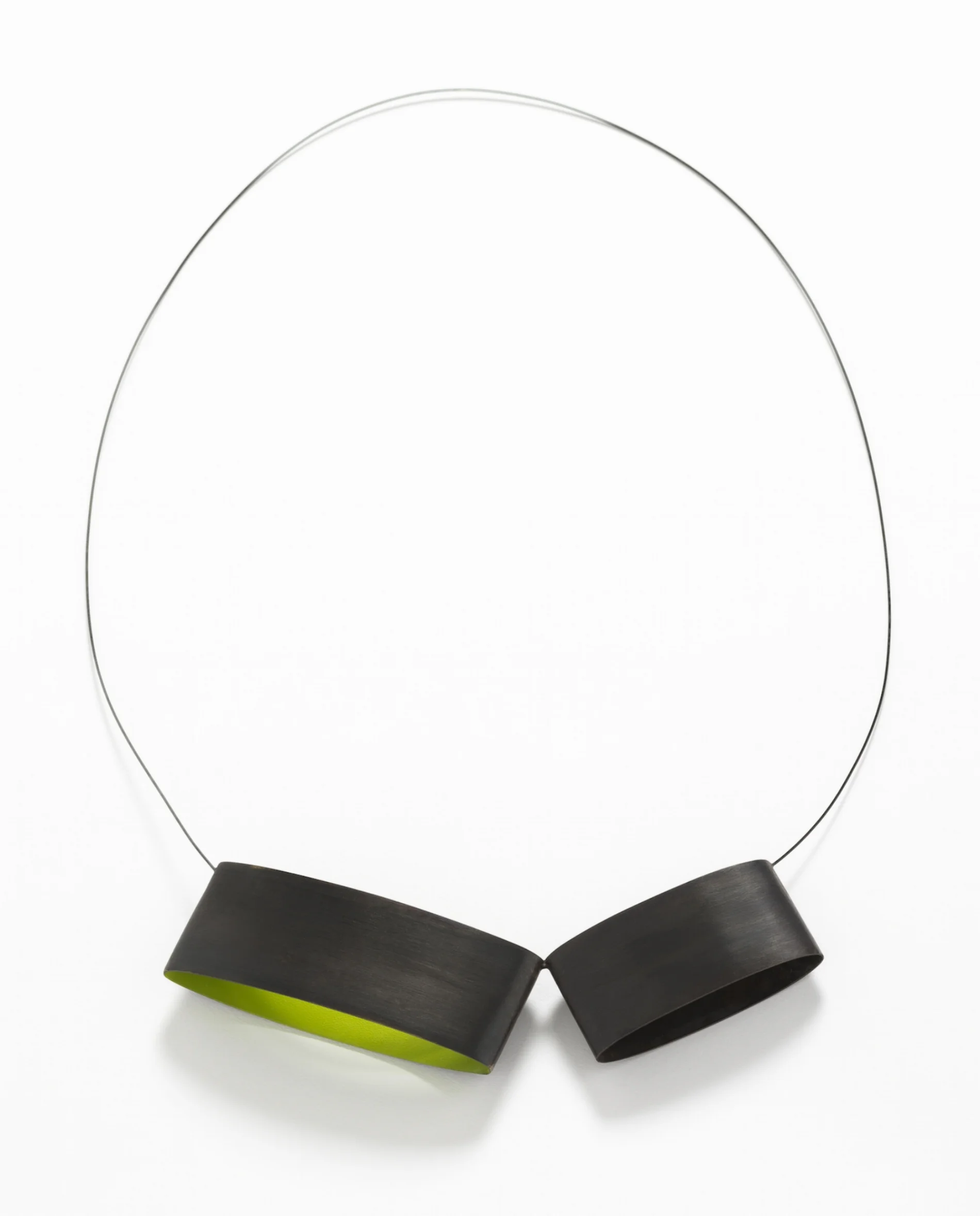Two oversized ellipses necklace - oxidized bronze