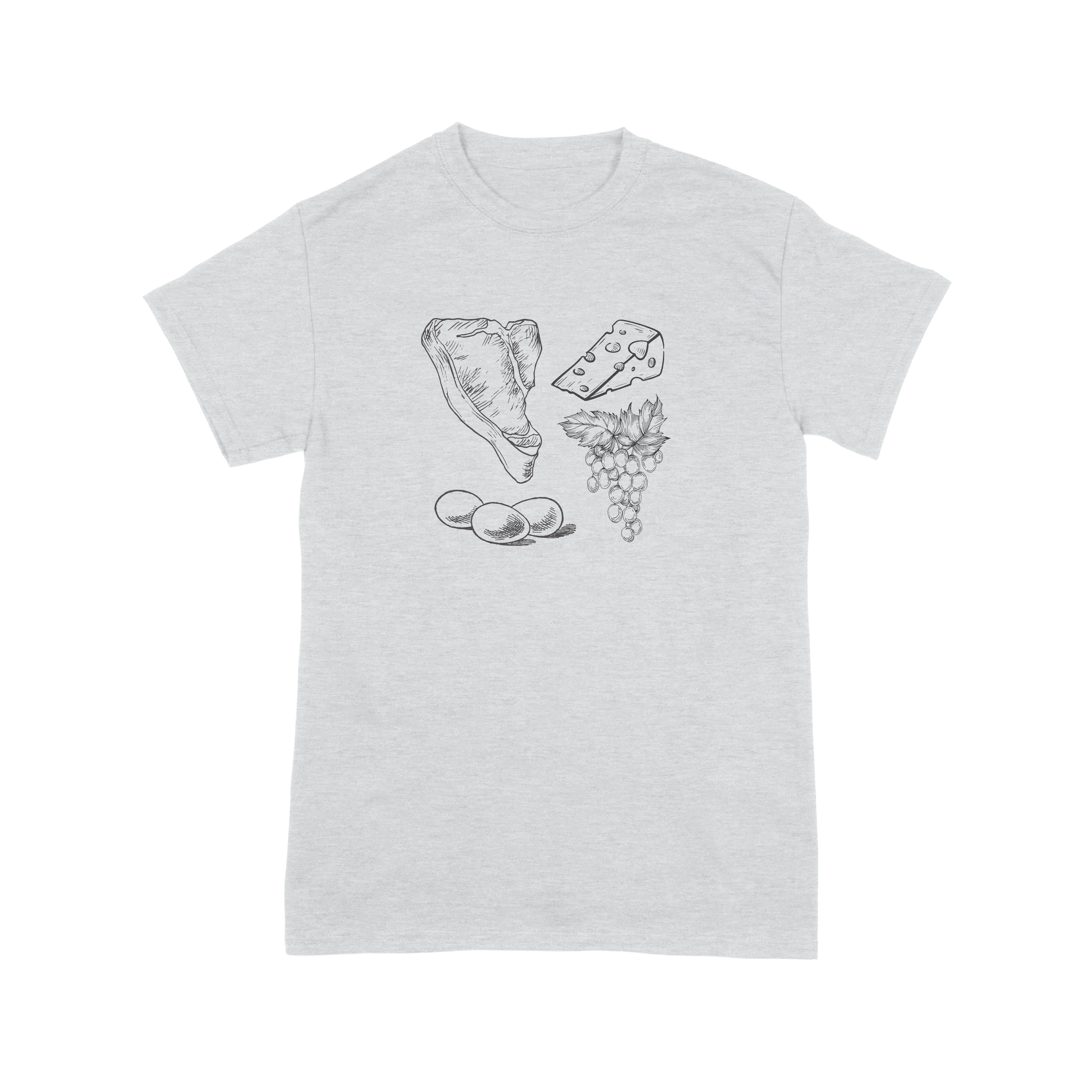 Steak, Cheese, Eggs, Grape Juice Shirt.png