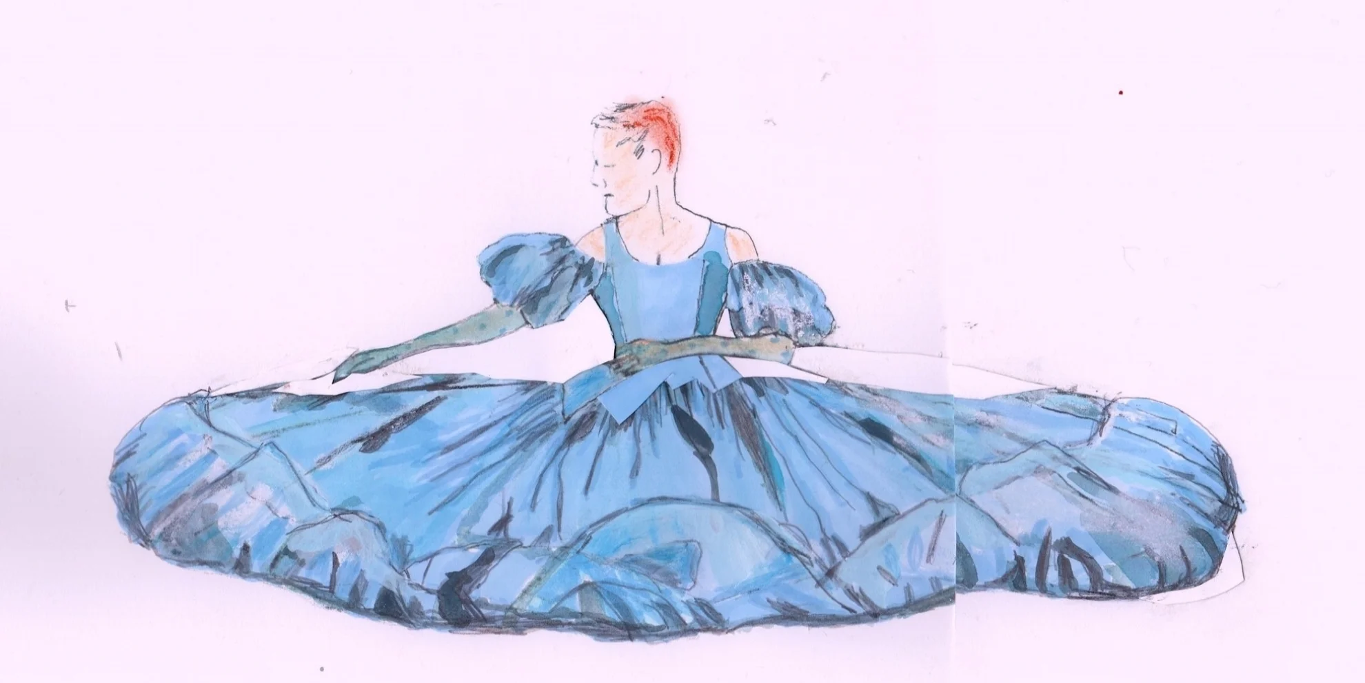 Costume sketch by Sonya Berlovitz .