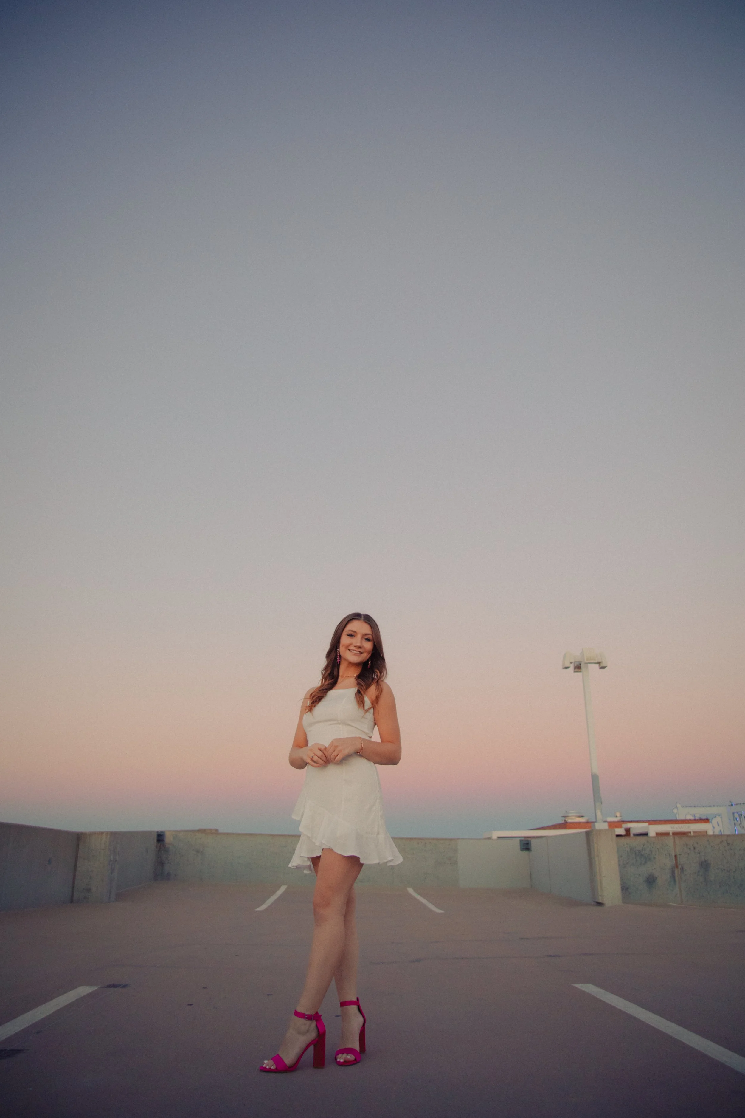  Senior Pictures at Sunset: Young Woman in White Dress - High-Quality Photograph 