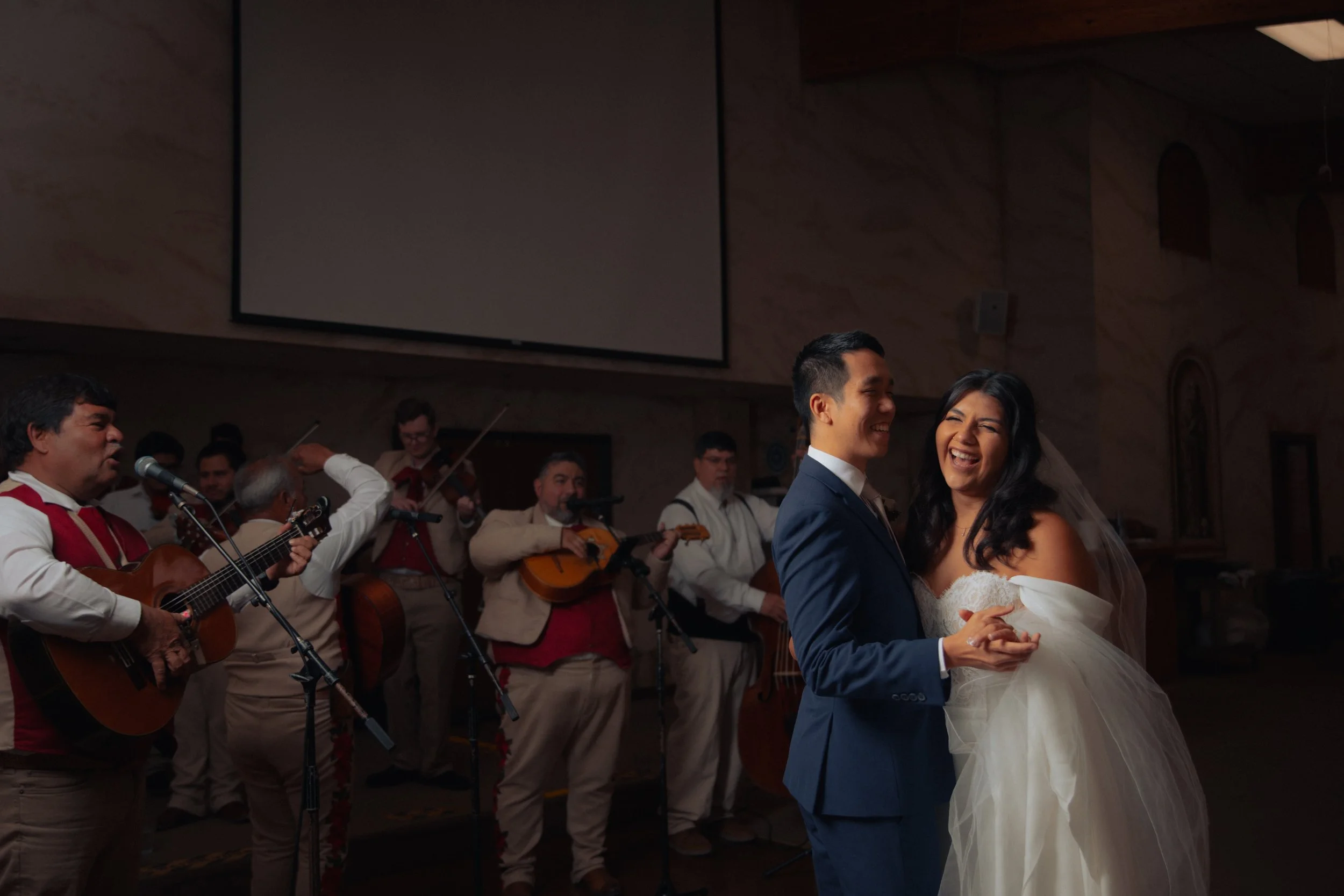  Hispanic Bride and Asian Groom Wedding Dance - High-Quality Photo with Mariachi Band Serenade 