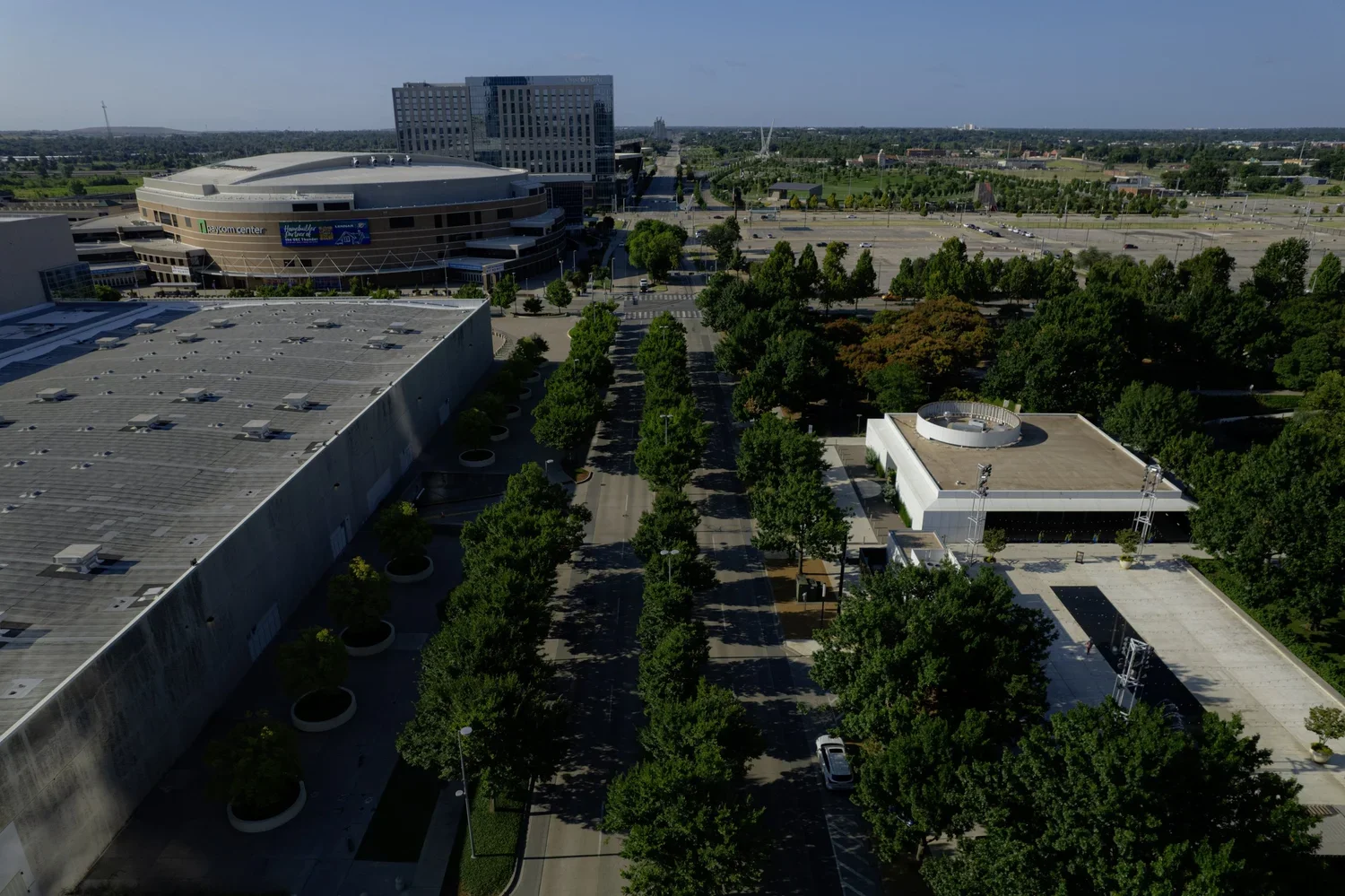 drone-commercial-trees-downtown-okc-paycom-center-myriad-gardens.webp