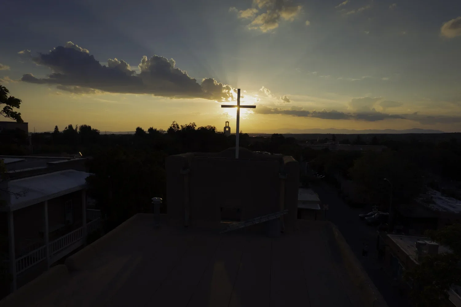 drone-san-miguel-chapel-sunset-documentary.webp