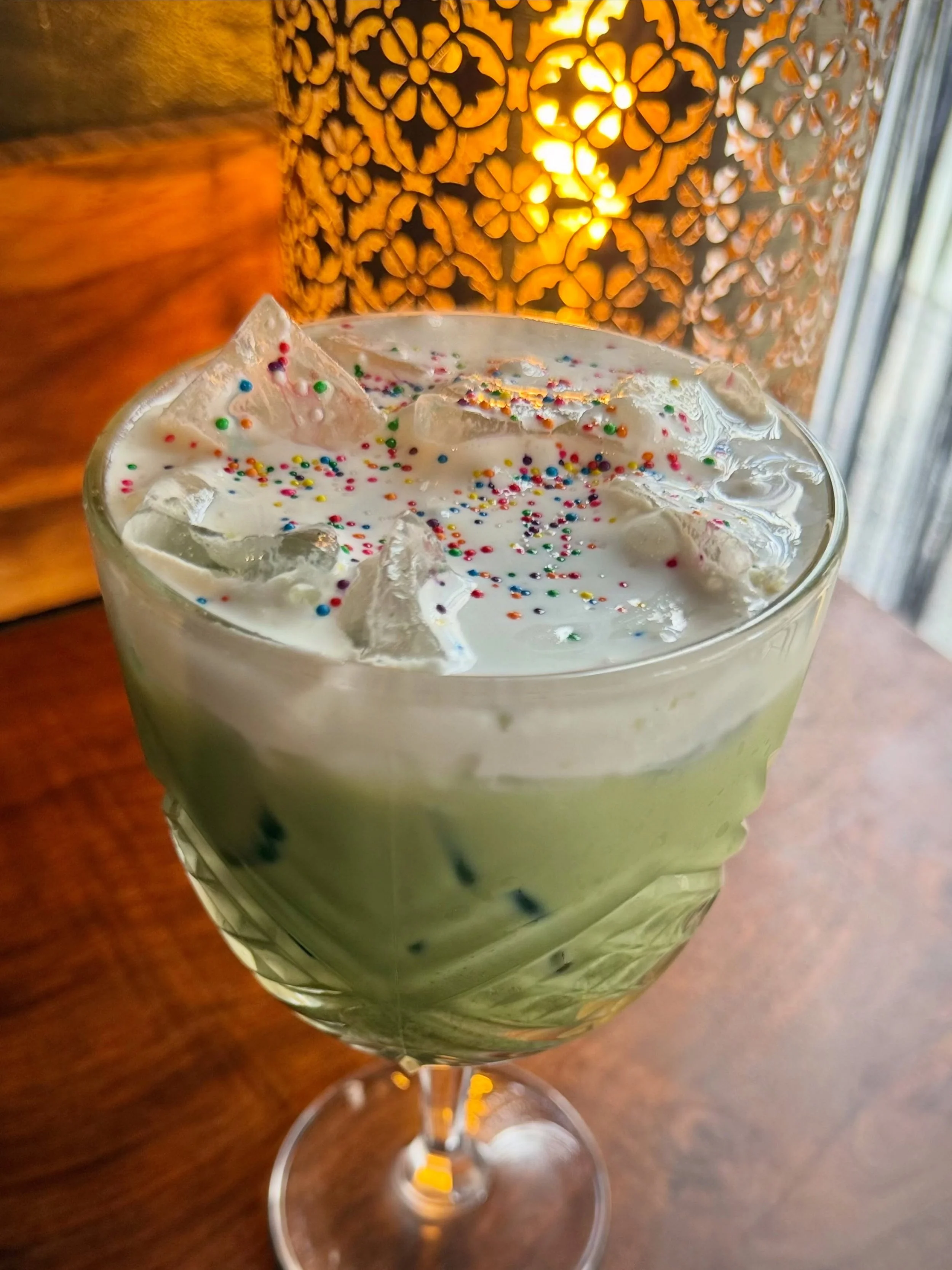 Fri-YAY! How about a Birthday Cake Matcha? That&rsquo;s a rich ceremonial-grade matcha, milk, a touch of vanilla almond syrup, topped with cold foam and finished off with those birthday sprinks! 

#perksandcorks #coffeehouse #martinibar #westerlyri #