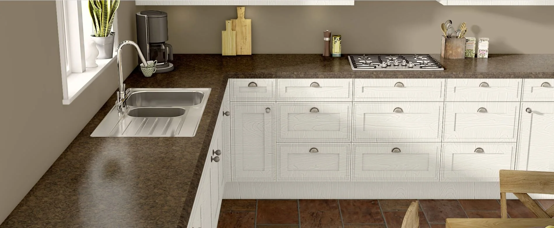 Milano Brown Quarry Finish Kitchen.JPG