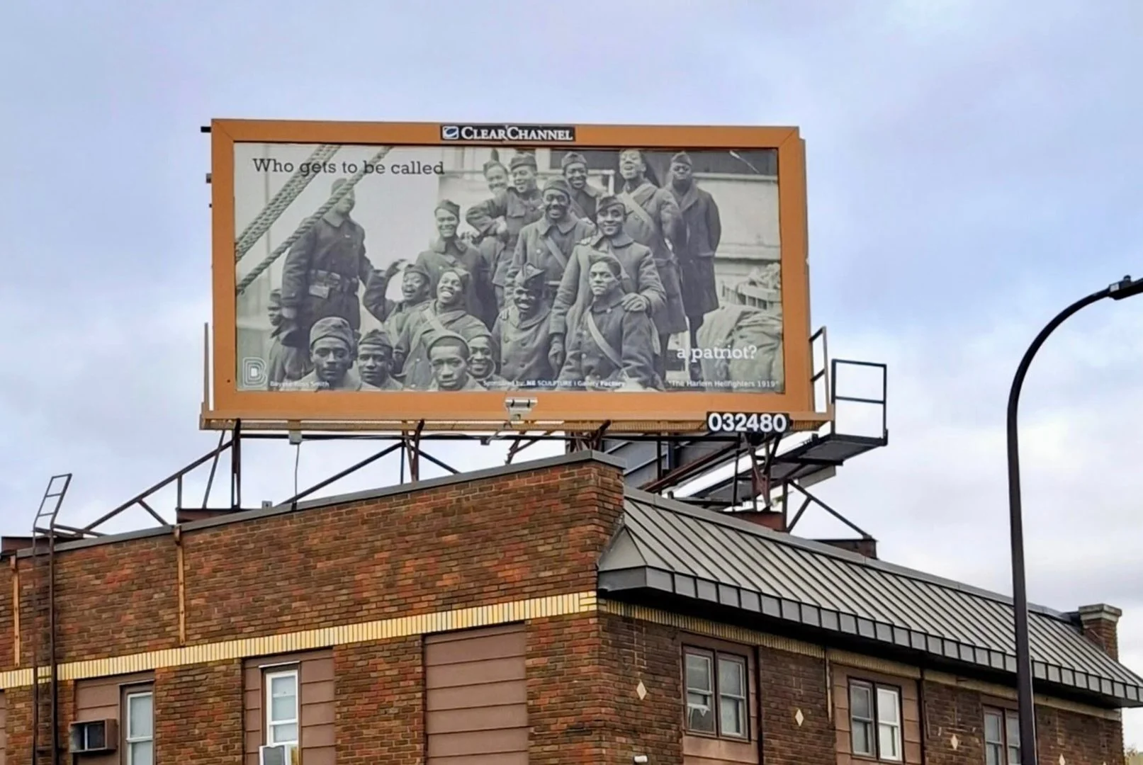 "Who Gets To Be Called A Patriot?", Northeast Sculpture Social Justice Billboards installed in Minneapolis, Minnesota