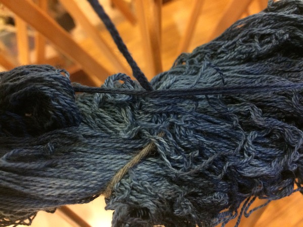 our organic cotton yarn hand dyed in indigo