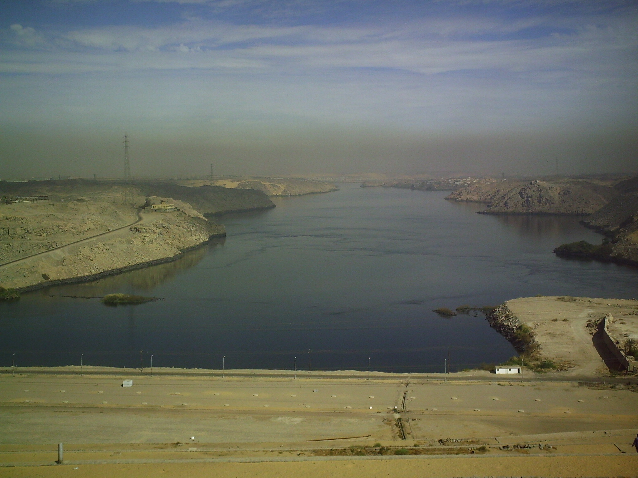  View of Lake Nasser from the top of the High Dam of the Nile on the way to Abu Simbel 