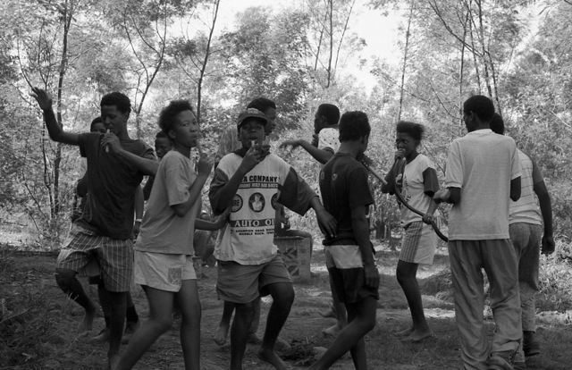 Youth pipe dancing. 