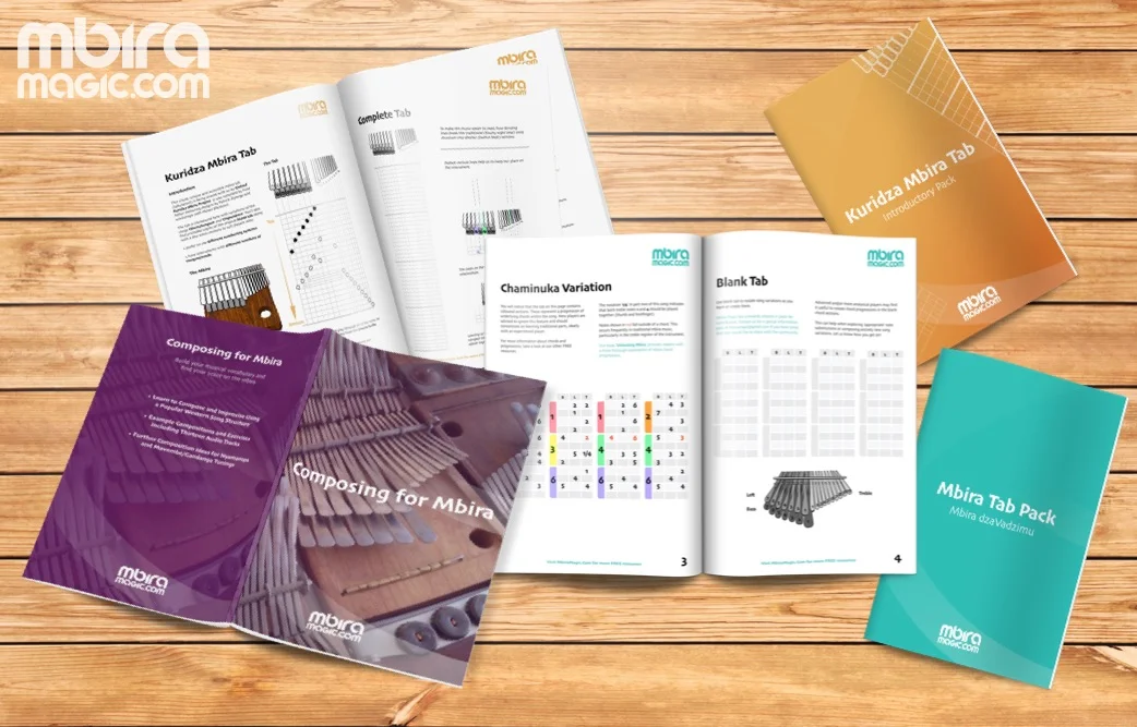 Composing for Mbira is part of our FREE Mbira Bundle (along with our popular 'Mbira Chord Tab' and 'Kuridza Mbira Tab' packs). Click the image and select this item to start your free download.