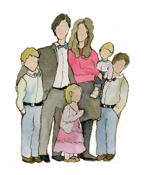 family portrait, watercolor