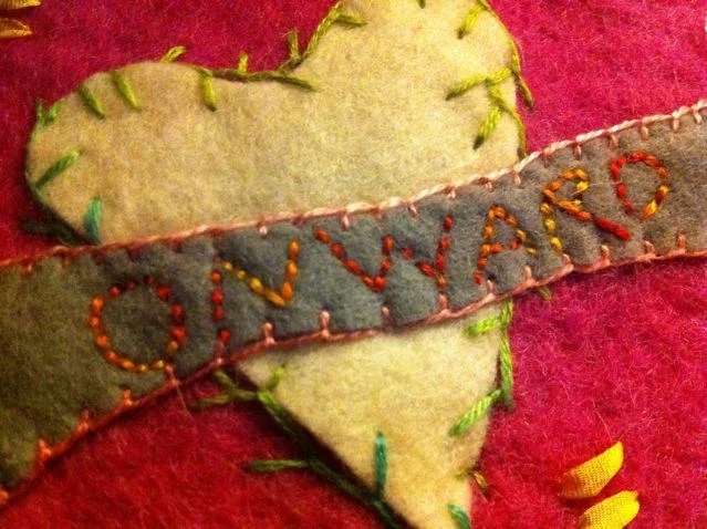 felt needle book detail 'onward'