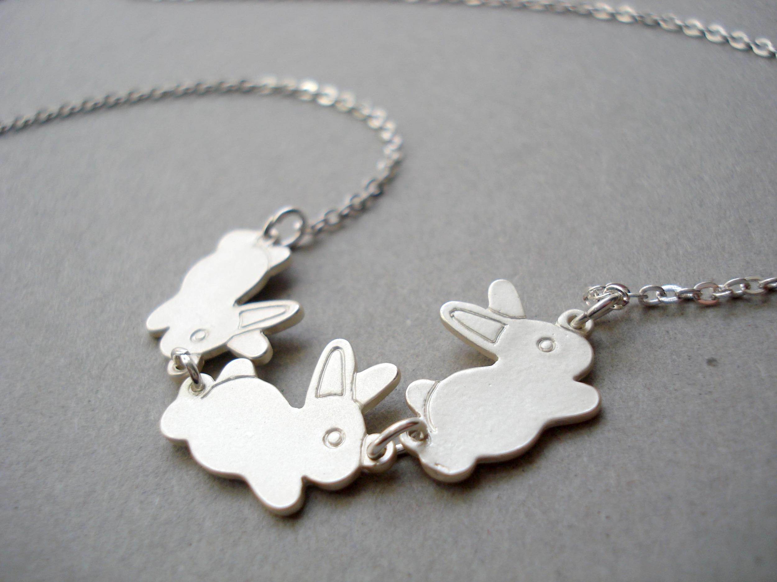 silver bunny necklace