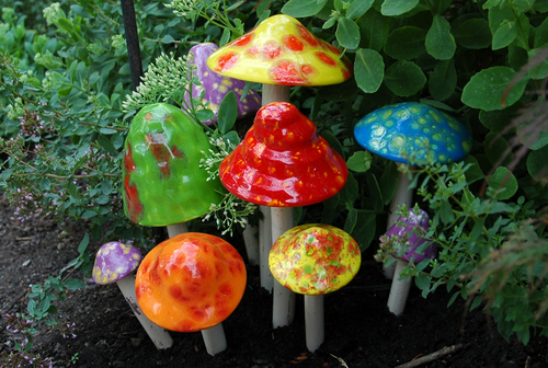 Plum Scrumptious Beehive Bazaar, Ceramic Mushrooms For The Garden