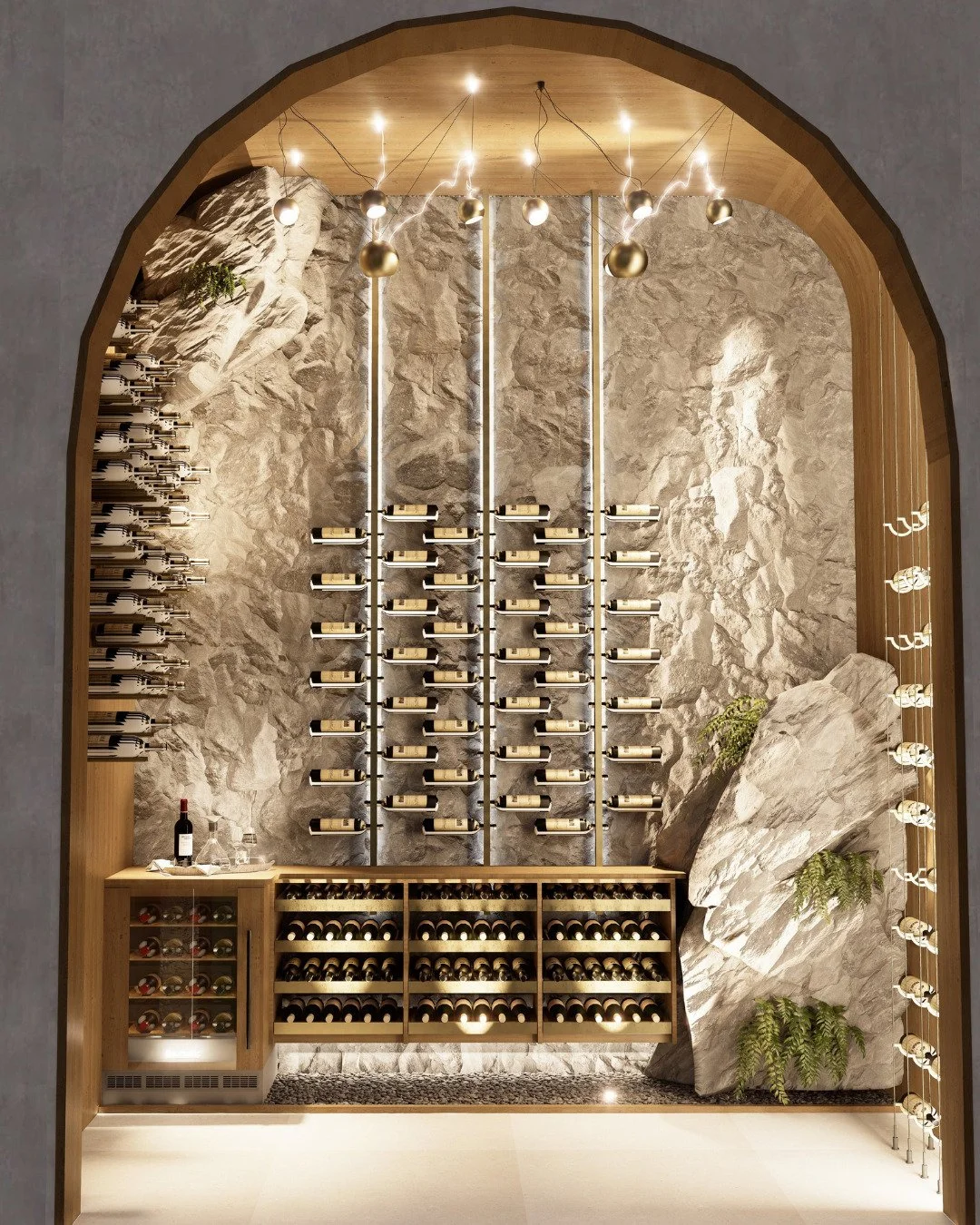 A wine room. A whiskey lounge. A space to gather.
Different spaces, each with its own purpose and character.
In our Iowa project, we explored how architecture, lighting, materials, and furniture can transform dedicated areas of the home into memorabl