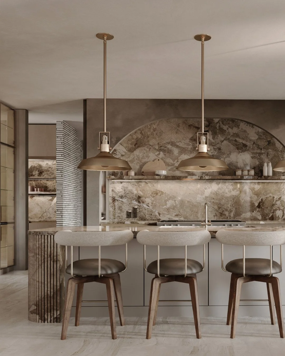 Five kitchens, five different personalities.

From bold natural stone to softer finishes, each design explores a different relationship between materials, proportions, and architectural details.

Some make a statement through dramatic surfaces, while