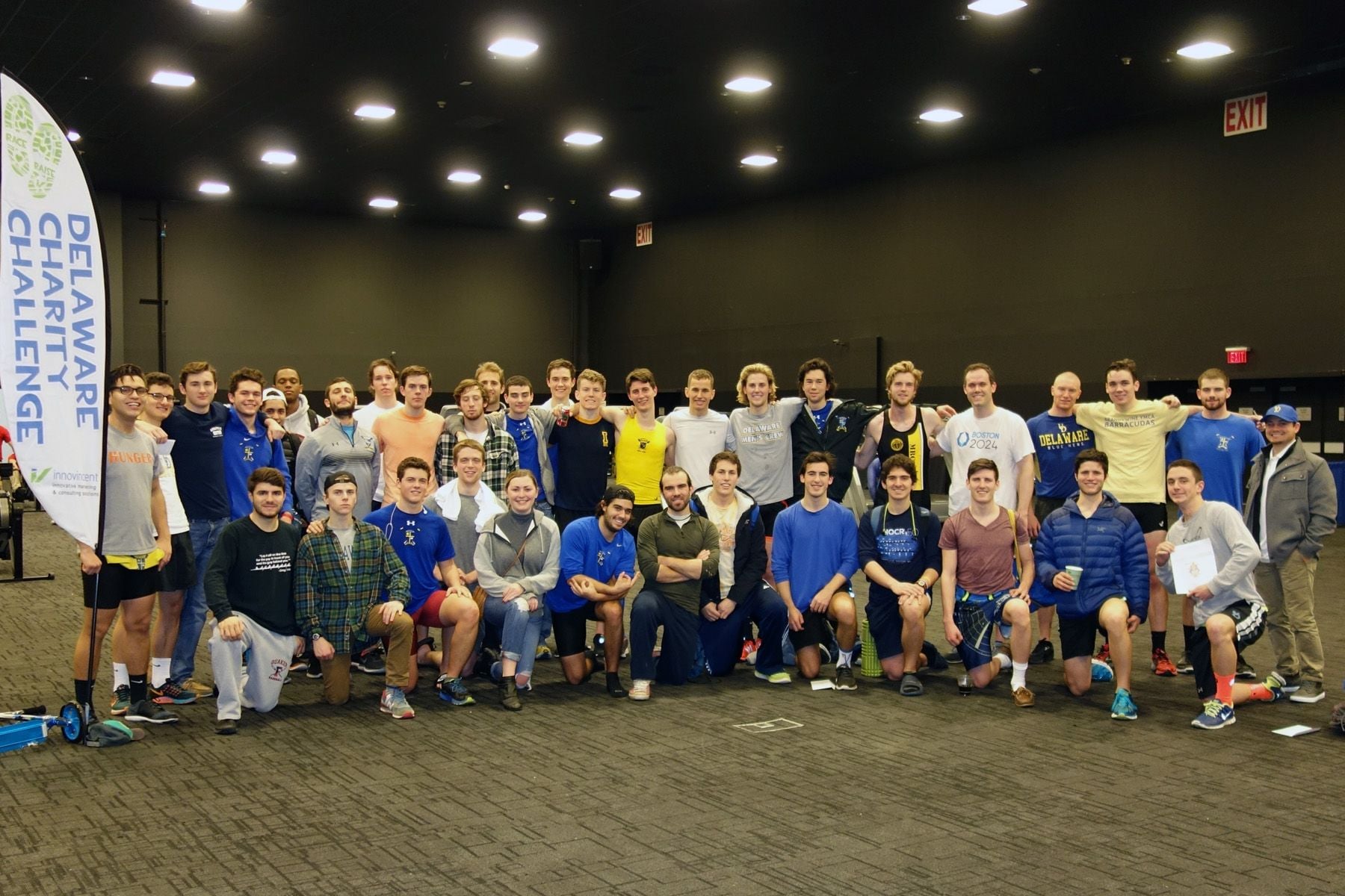 The University of Delaware Men's Crew team had a strong showing at the First Annual Delaware Charity Challenge indoor triathlon. The team finished 2nd in the Race to Raise fundraising competition with nearly $3000 raised ahead of the January 8 deadline and also won the Men's Medley Triathlon Division. Team UDMC picked up a silver and bronze medal finish in the Men's Run, Row, Bike Triathlon Division and was runner up in the scooter competition. Congrats Team UDMC!