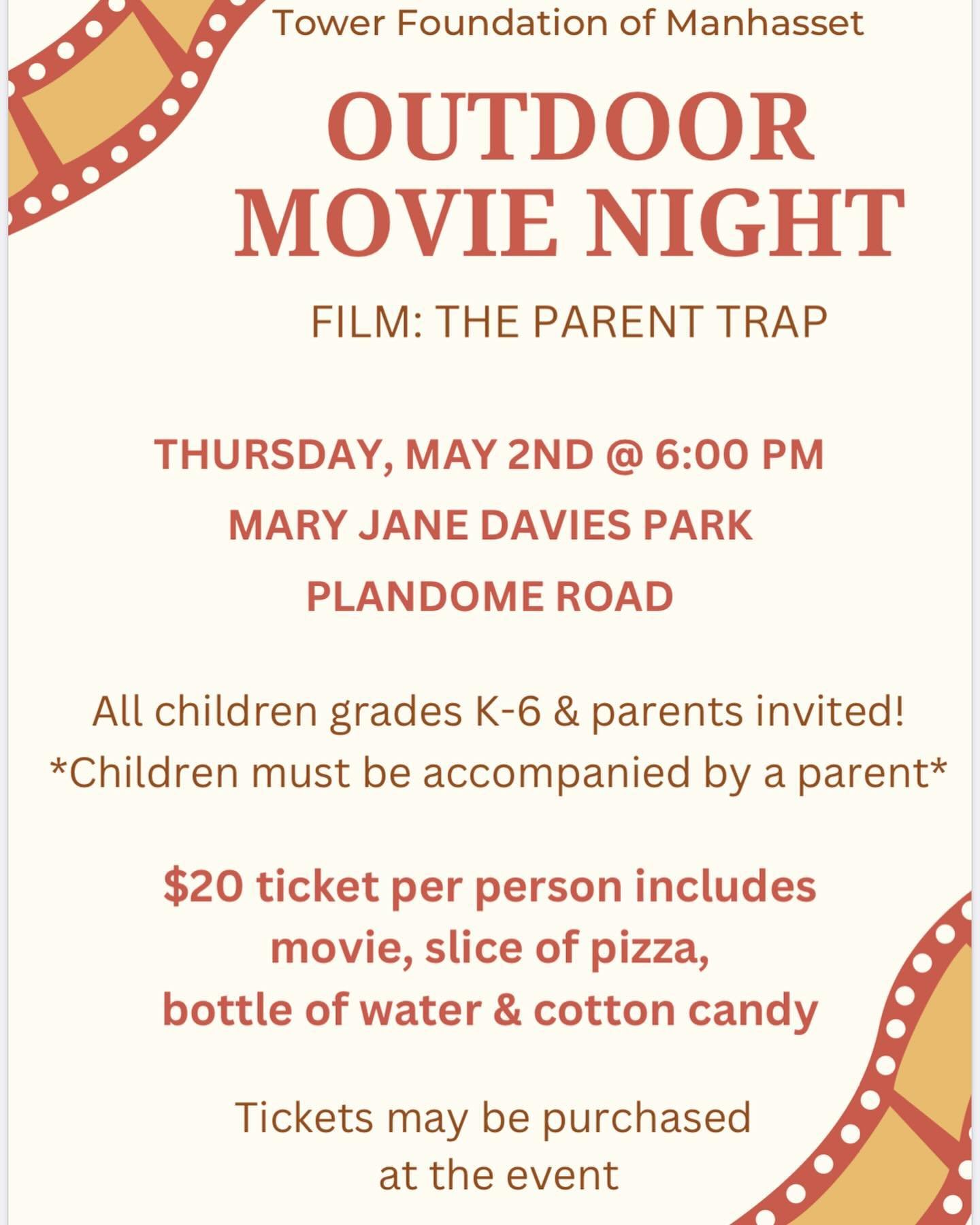 The Tower Foundation and Junior Tower Club will be hosting an outdoor movie night for students (K-6) on May 2. 

 

#towerfoundationofmanhasset #towerfoundationmanhasset #towerfoundationmanhassetny #manhassettowerfoundation #manhasset #manhassetny #m