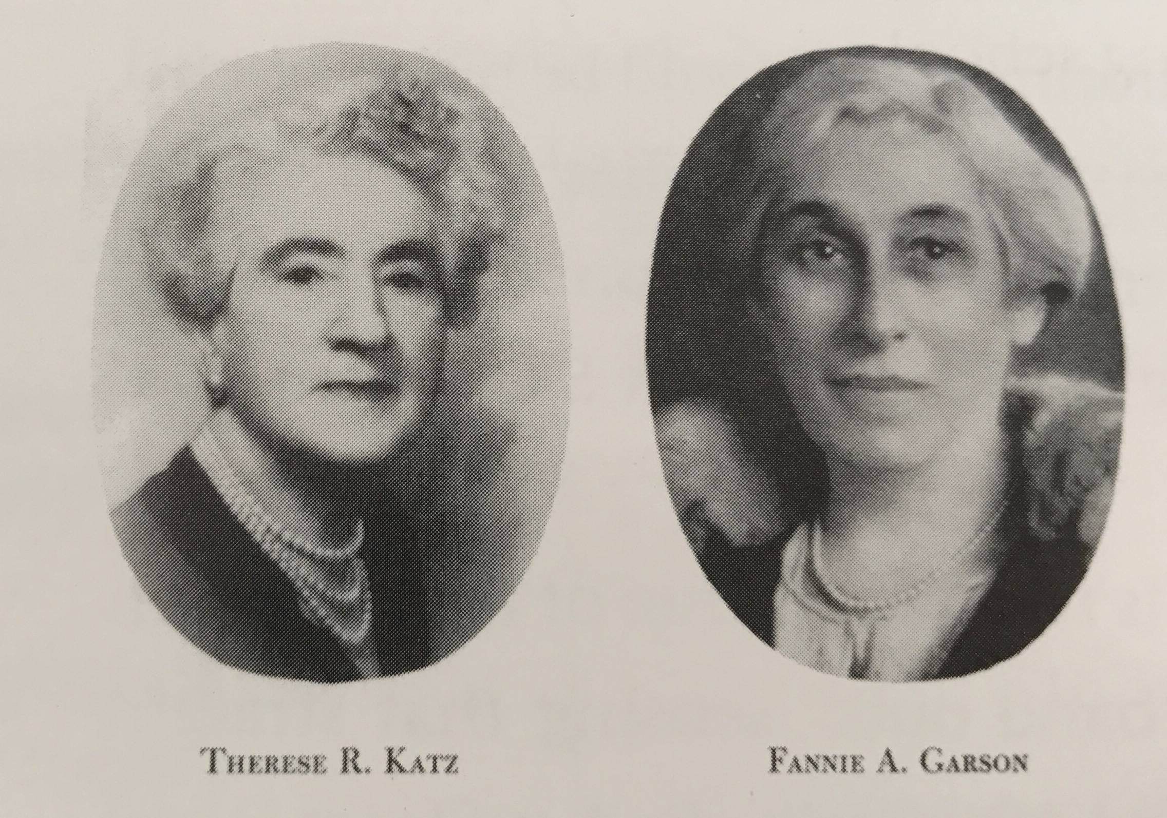 Baden Street Settlement's founders: Therese Katz and Fannie Garson