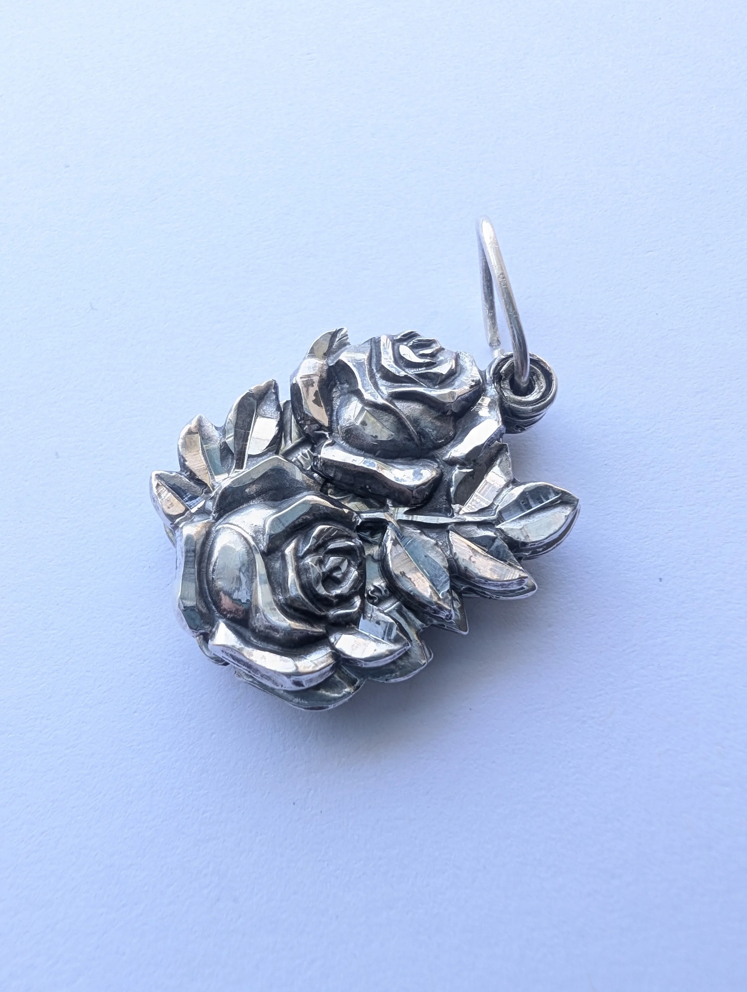 Vintage Sterling Rose Religious Swing Locket