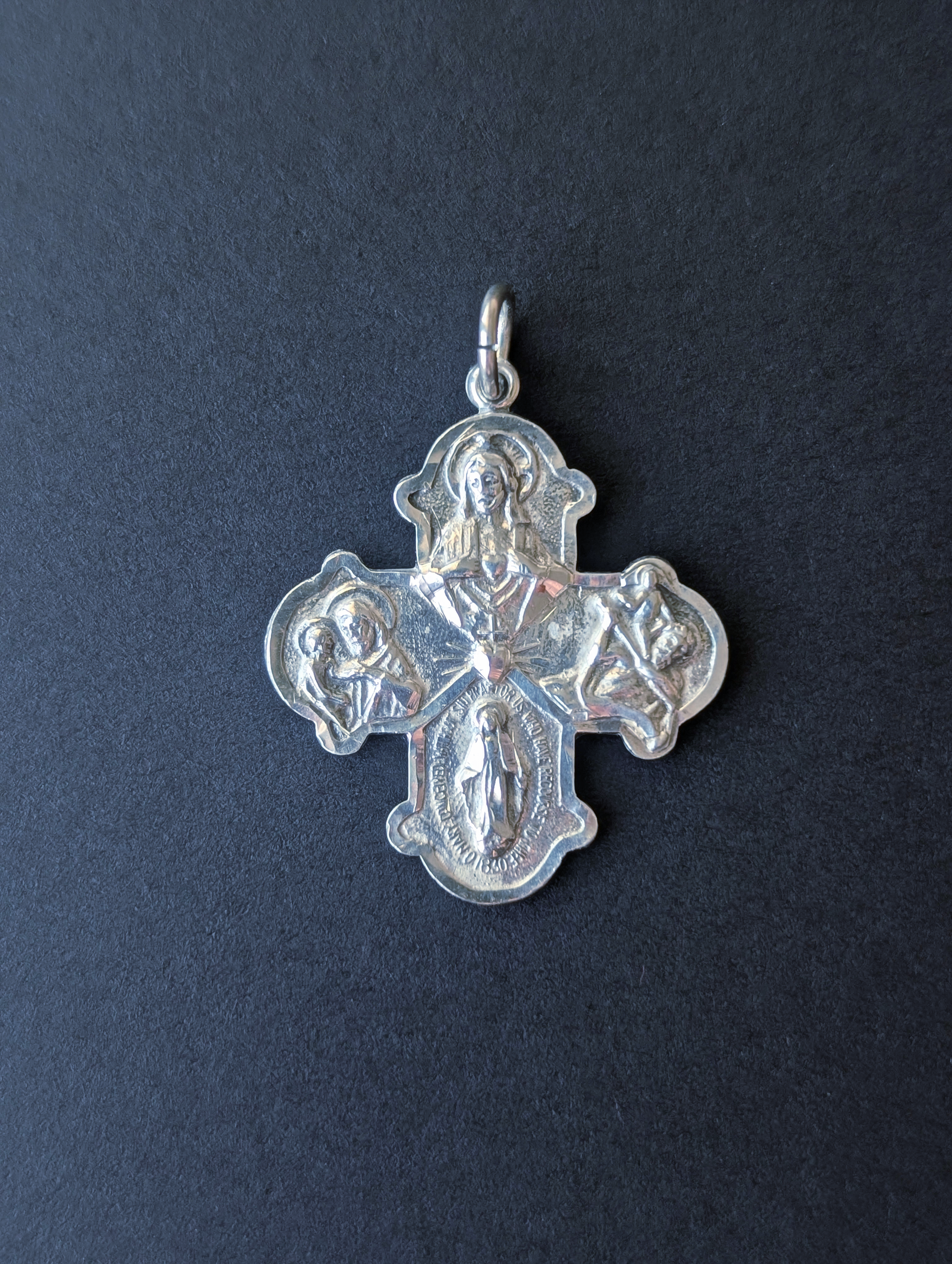 Vintage Sterling Silver Catholic Four Way Cross