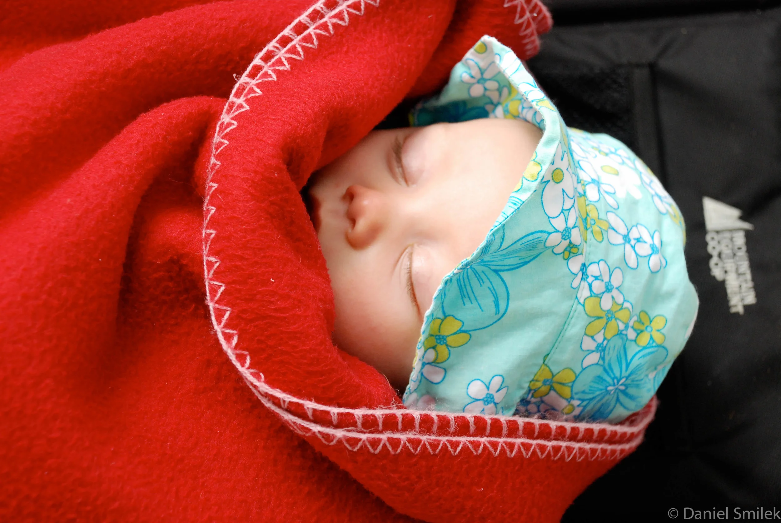 Baby Eva napping in the backcountry.