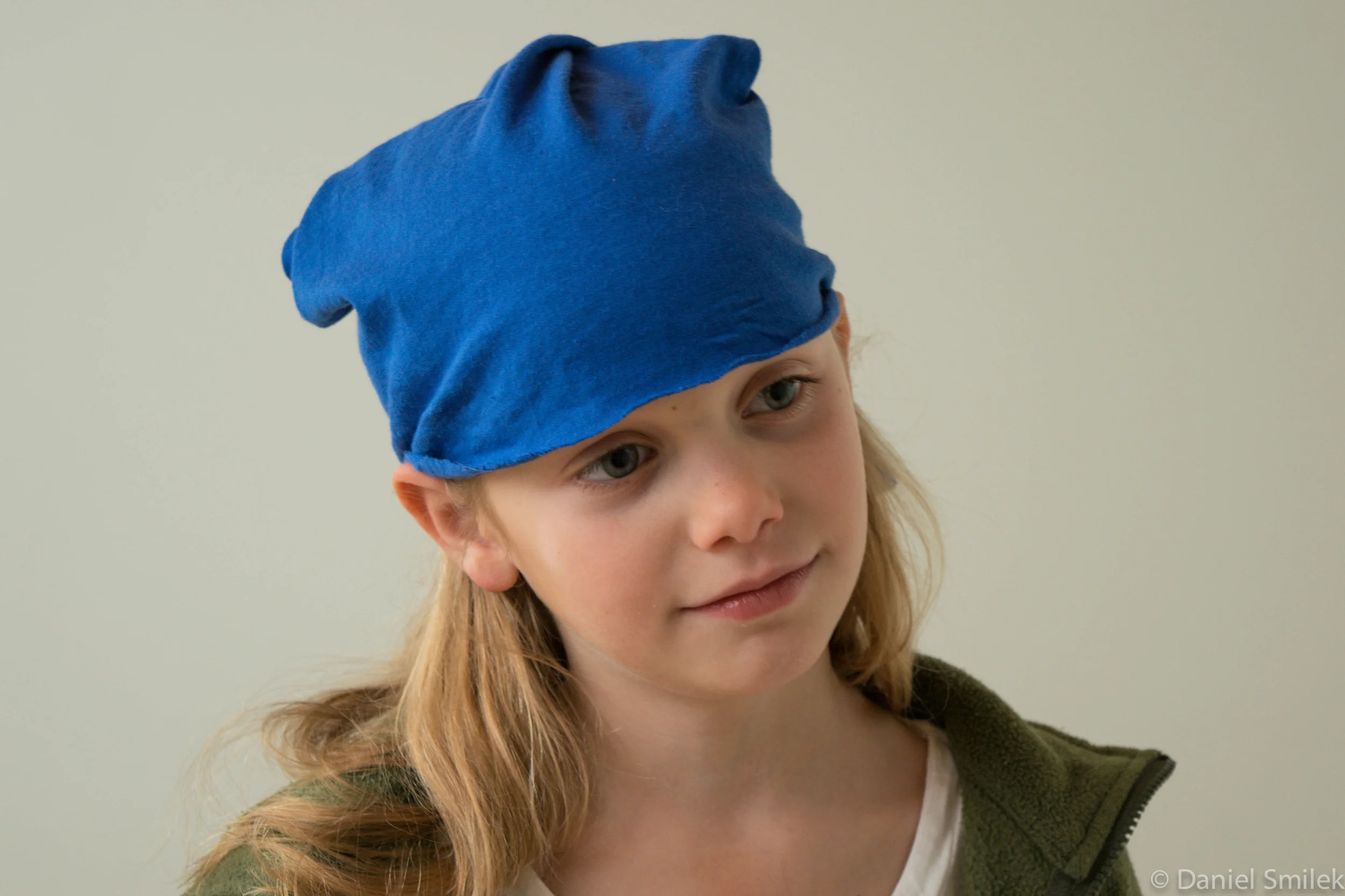 Cousin Eva wearing the tubular bandana she made.