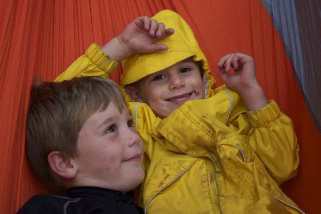 Luke and Noah - covered in bites and still smiling!