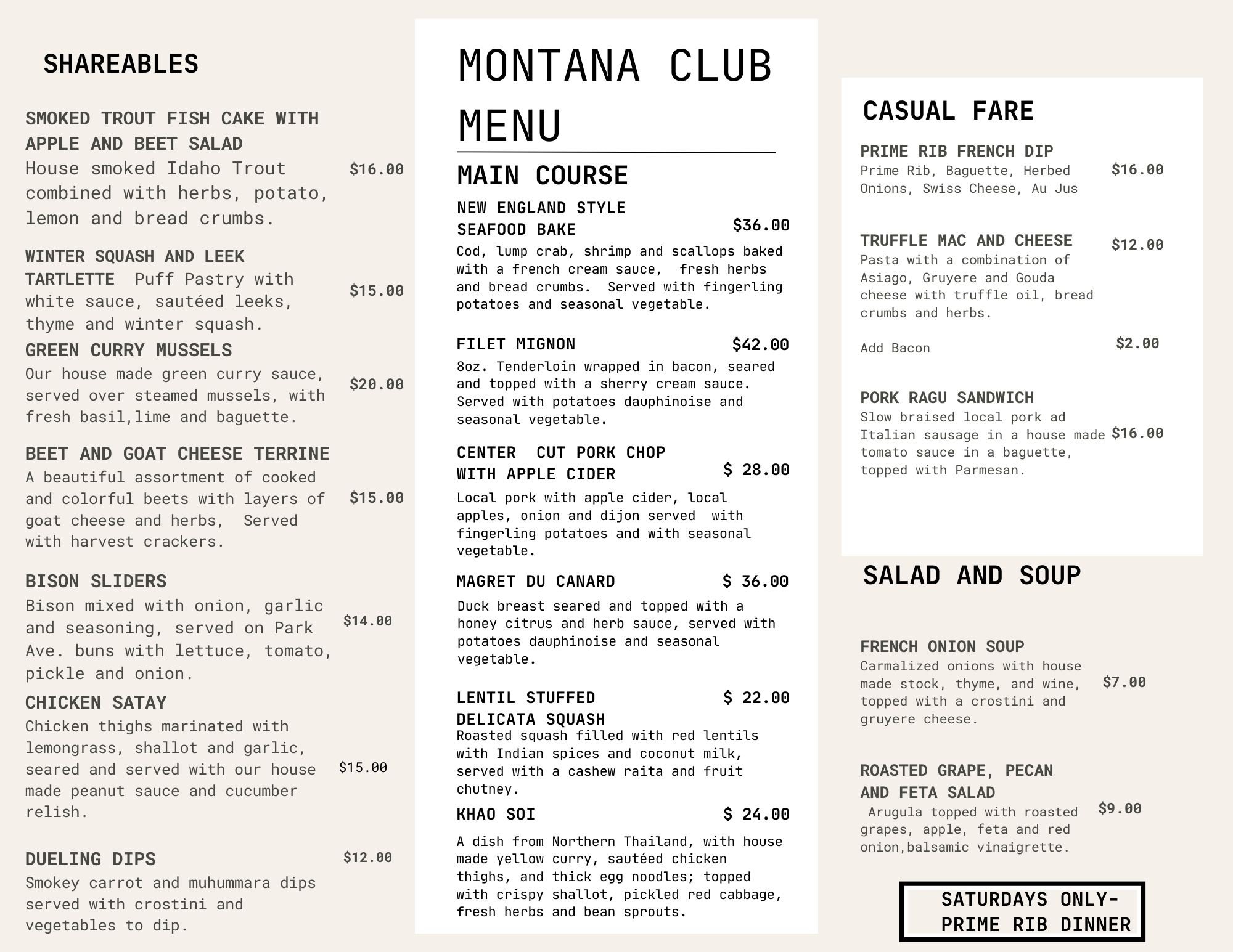 Dinner Menu The Montana Club the-official-arnold-s-pump-club-nutrition-guide