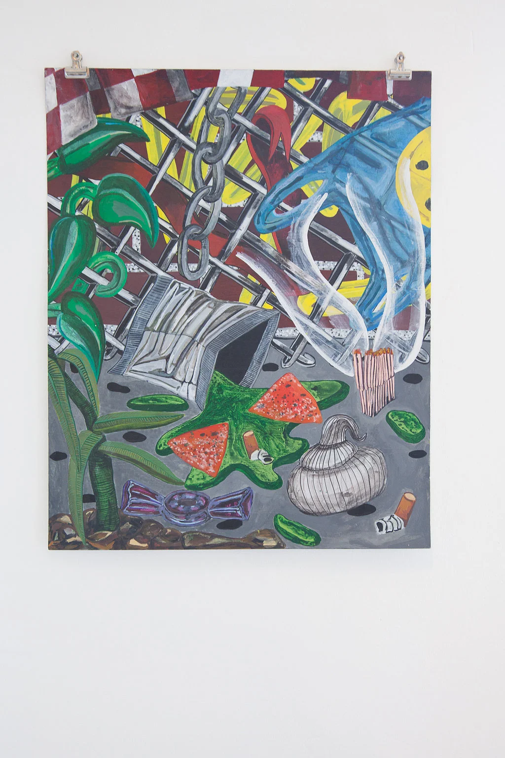FENCE PILE UP_2016_ACRYLIC ON PAPER_NILAY LAWSON.jpg