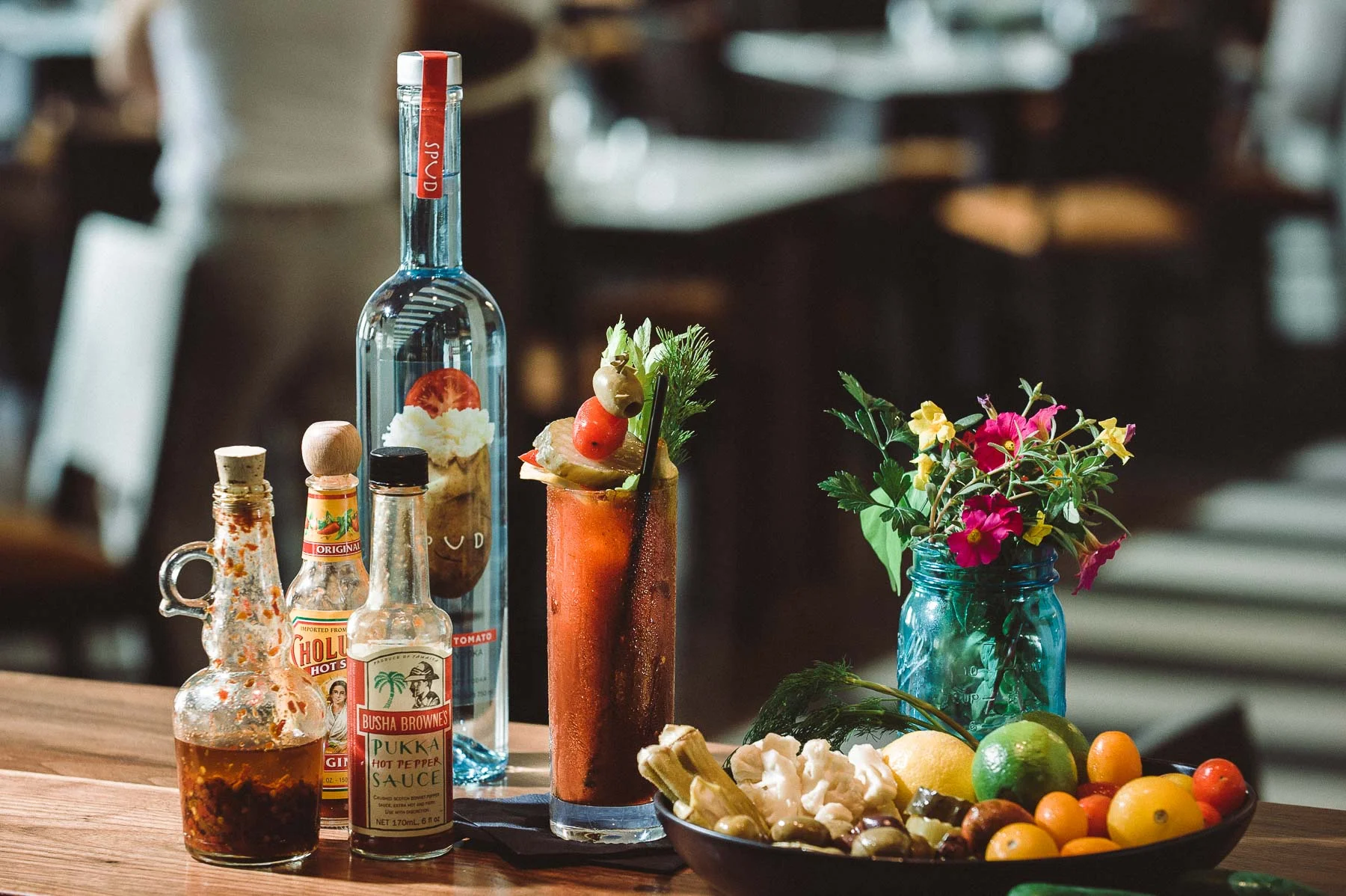 Bloody Mary bar at Hob Nob in Jacksonville, Florida.