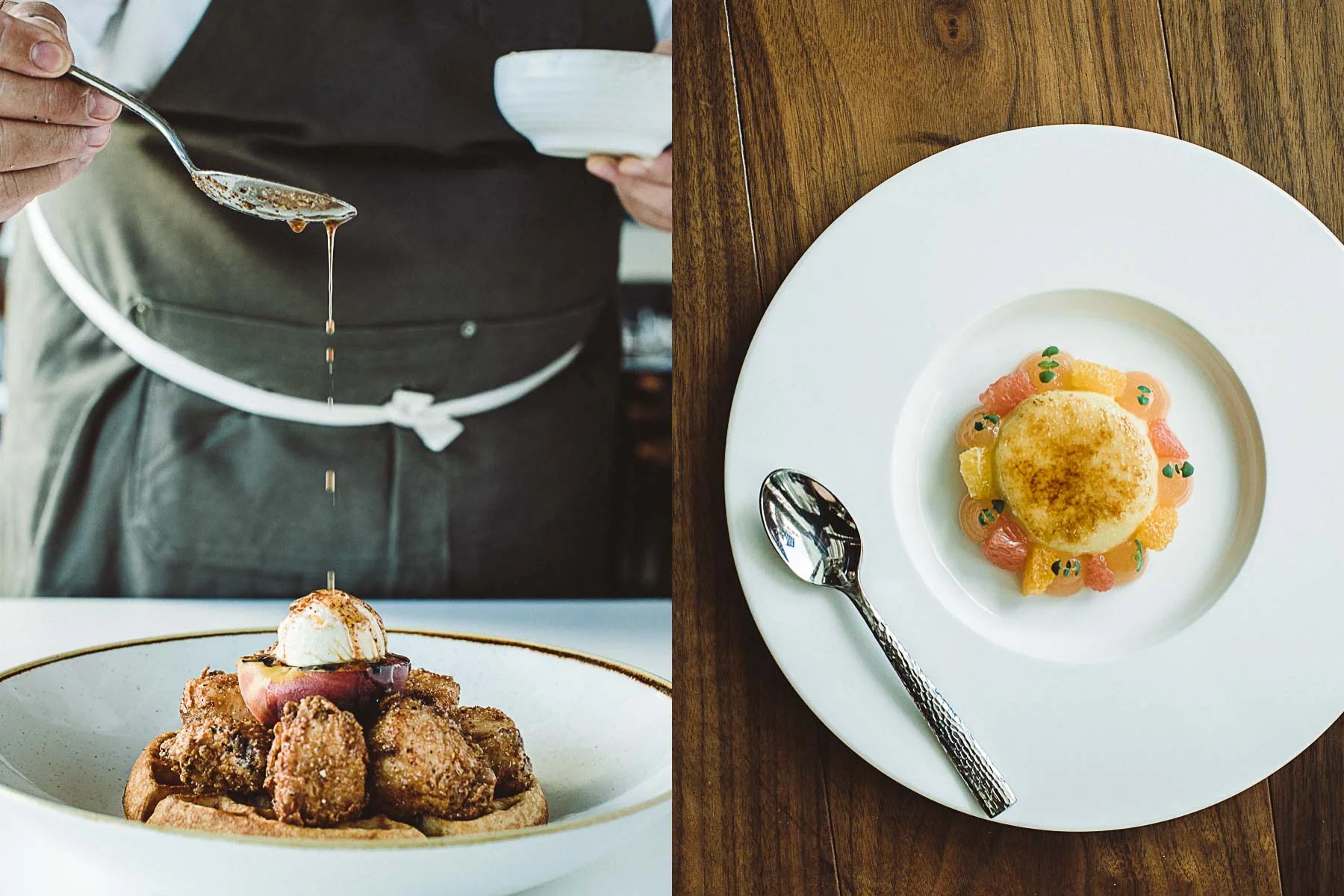 Chef making chicken and waffles in Jacksonville, Florida.