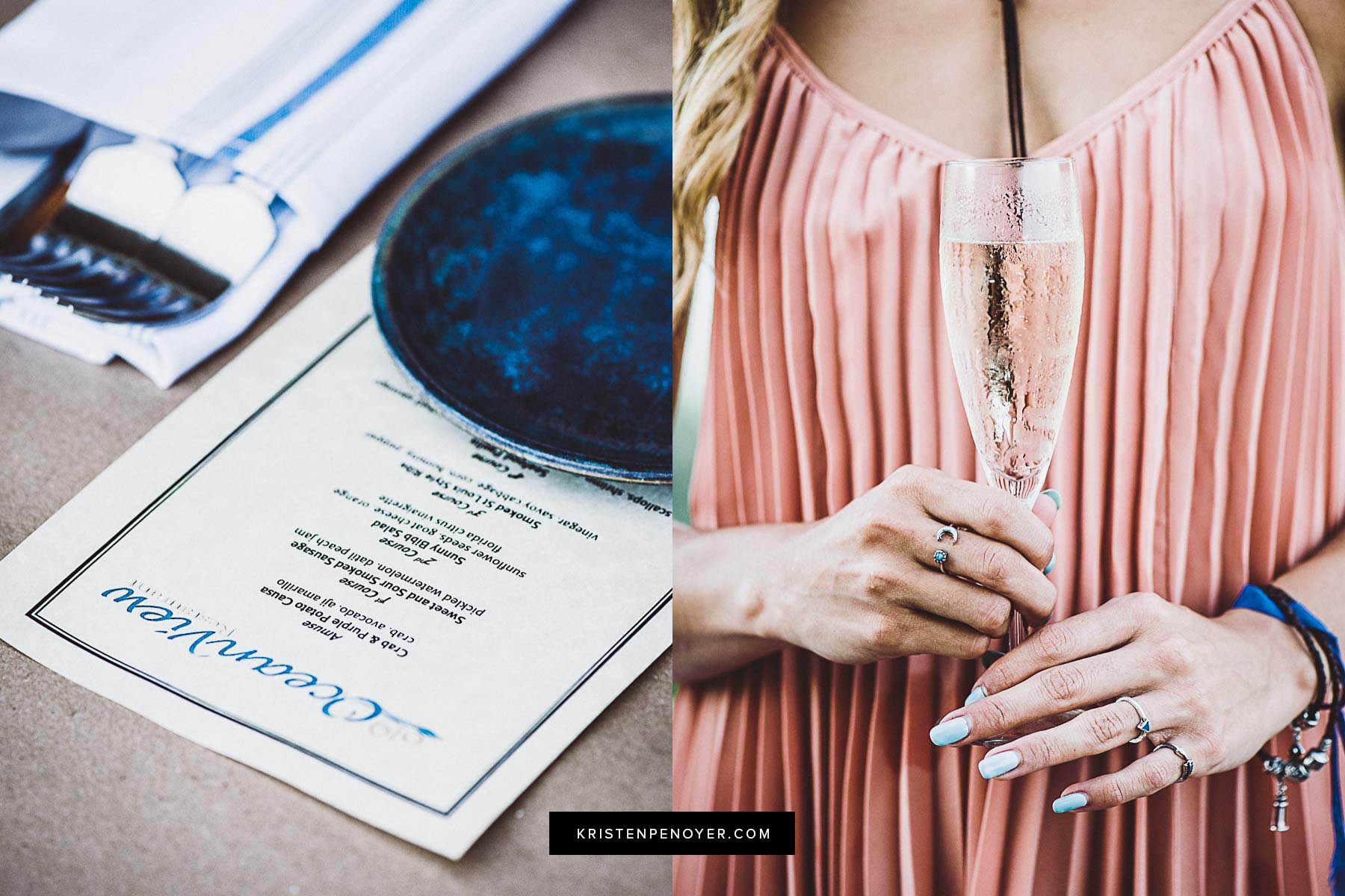 Champagne and menus at an event at the Sawgrass Marriott's 619 Ocean View beachside restaurant.