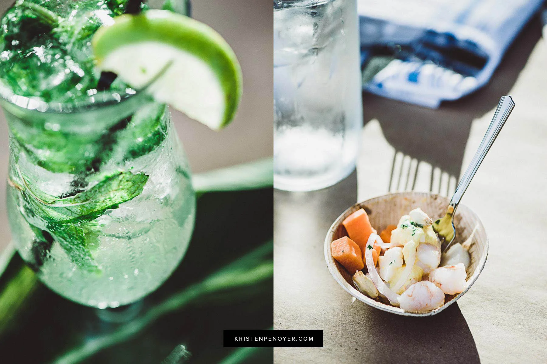 Mojito cocktail and ceviche dish at the Sawgrass Marriott's 619 Ocean View beachside restaurant
