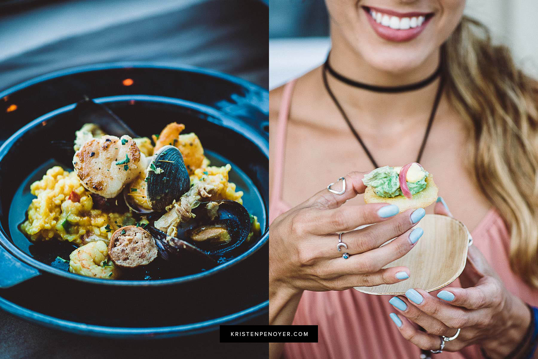 Paella dish and arepa canapes at the Sawgrass Marriott's 619 Ocean View beachside restaurant