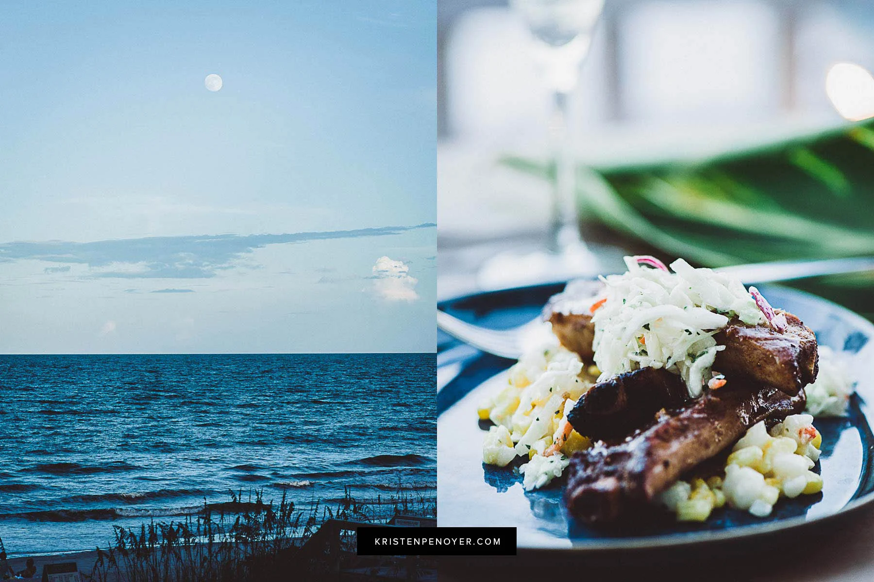 Atlantic ocean view and food at the Sawgrass Marriott's 619 Ocean View beachside restaurant and resort.