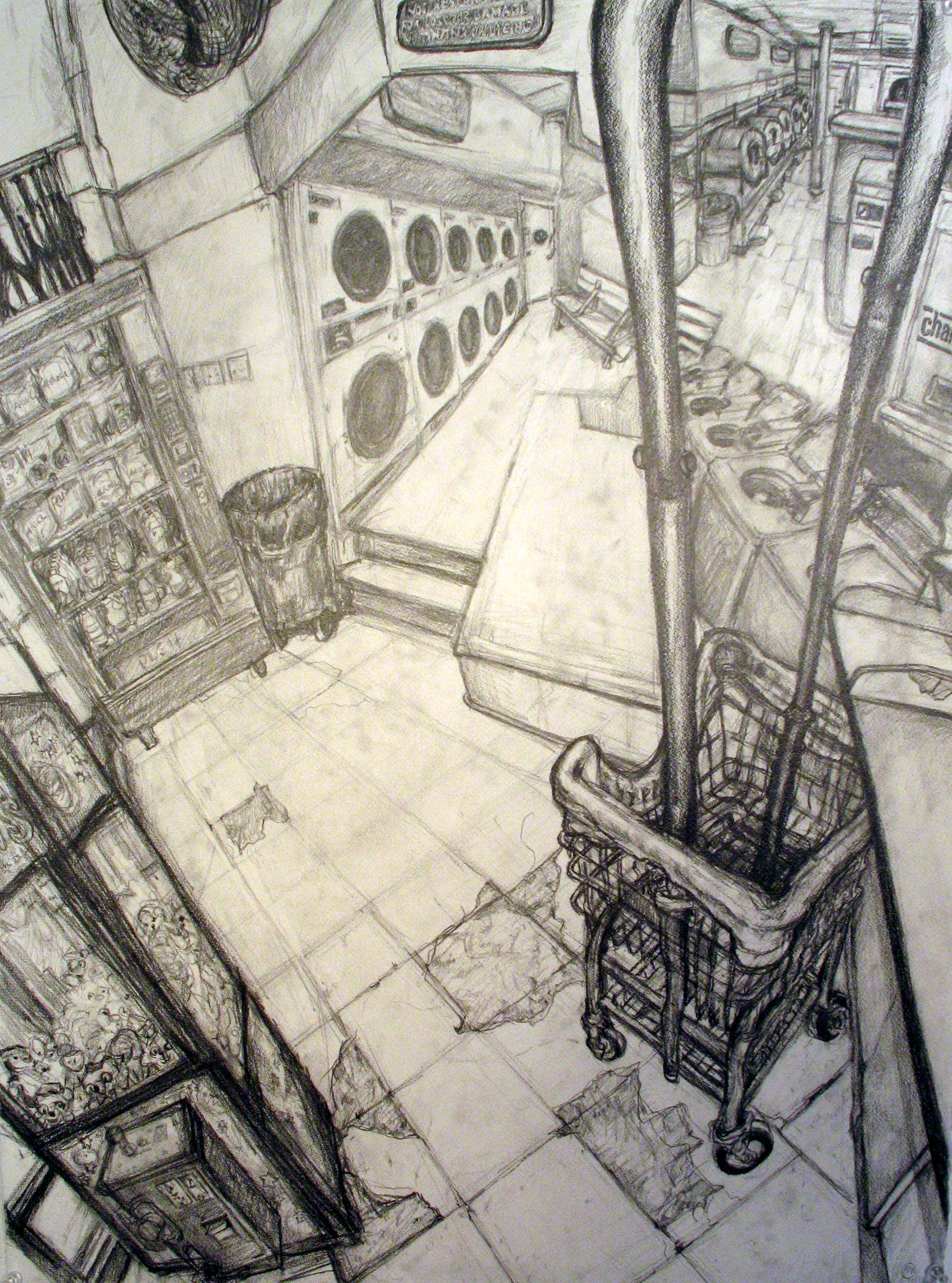 laundromat, 2011, graphite, 30x22