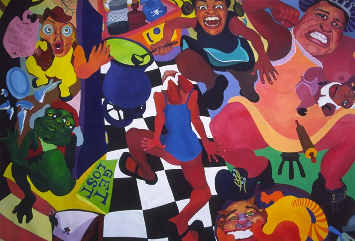 “Duchess’ House” 2000 Acrylic, Unstretched 87 x 128