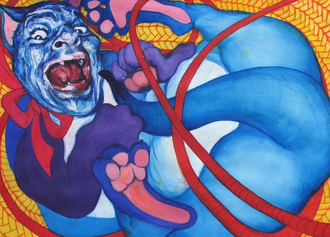 KITTY PLAYING 2002 Watercolor 21 x 29