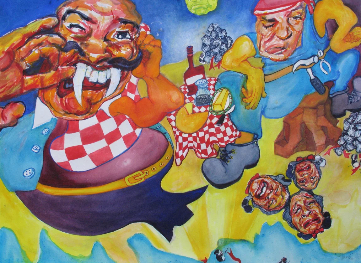 “Walrus and the Carpenter” 2001 Watercolor 21 x 29