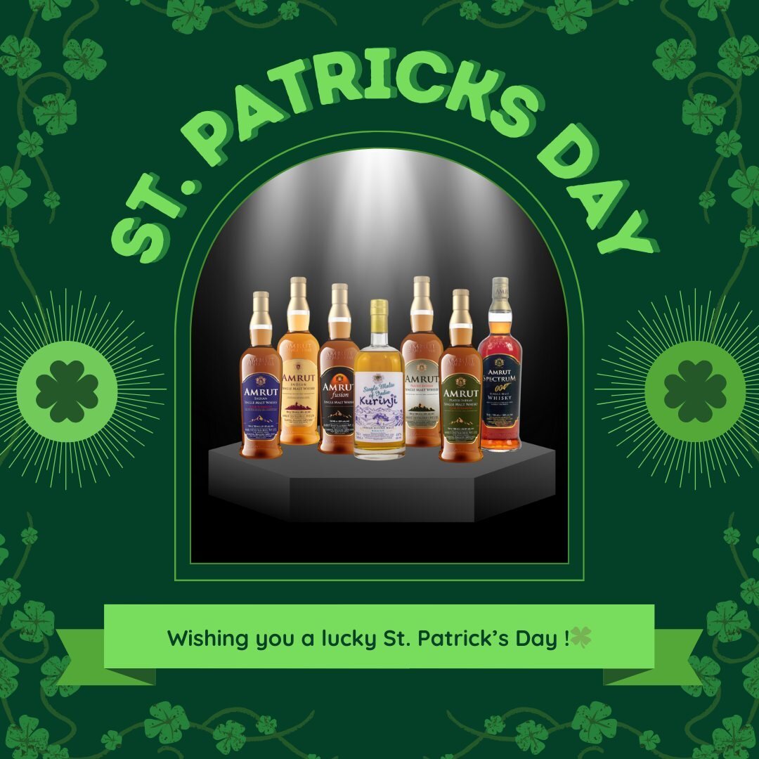 In honor of St. Patrick's Day, we wish to bestow upon you an old Irish blessing: 

 &quot;May your troubles be less. And your blessings be more. And nothing but happiness come through your door.&quot; 

#amrut #whisky #stpatricksday2024 #green #lucky