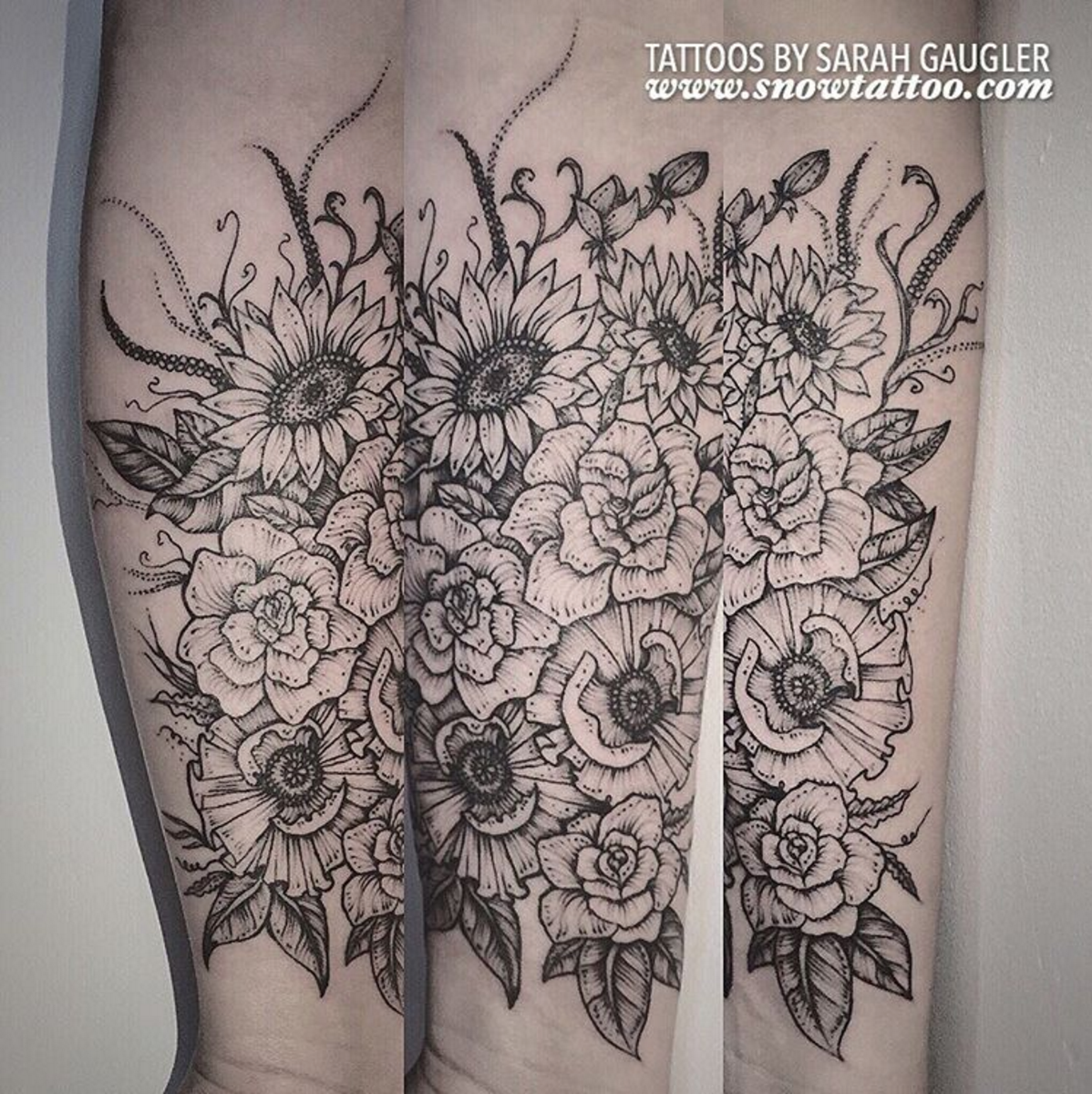 Cusotm+Floral_Garden_Flowers_Poppy_Poppies_Sunflower_Sunflowers+Tattoo+Line+Art+Original+Flash+Tattoo+by+Sarah+Gaugler+at+Snow+Tattoo+New+York+NYC.jpg