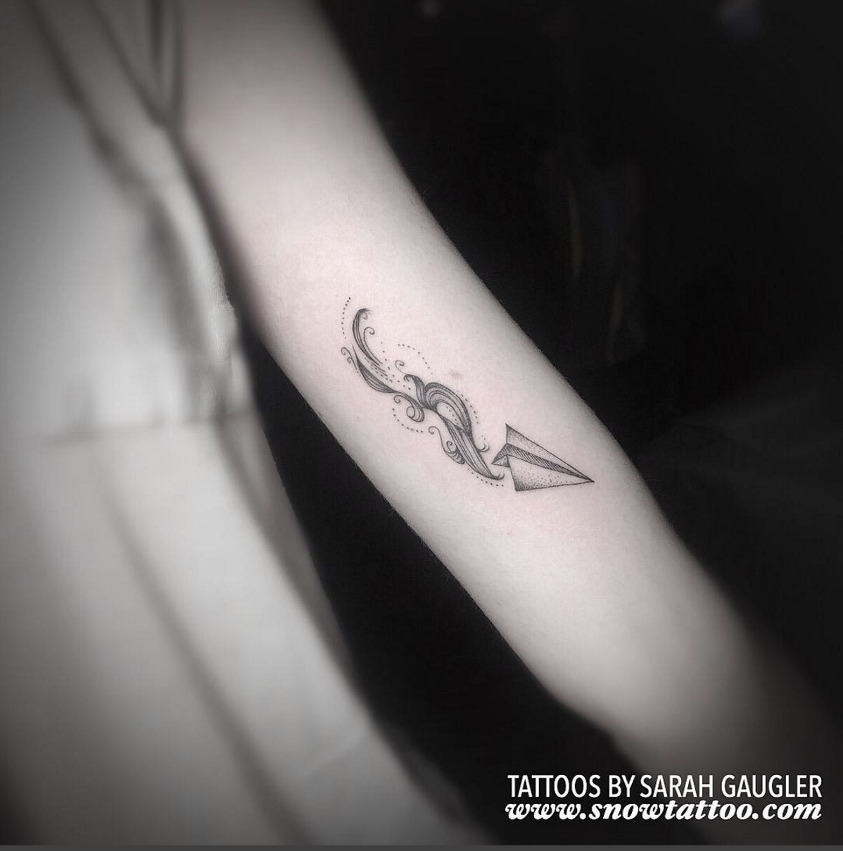 Sarah Gaugler Snow Tattoo Custom Paper Plane Magic Original Signature Design Fine Lines Detailed Intricate Elegant Finelinetattoo New York Best Tattoos Best Tattoo Artist NYC.png