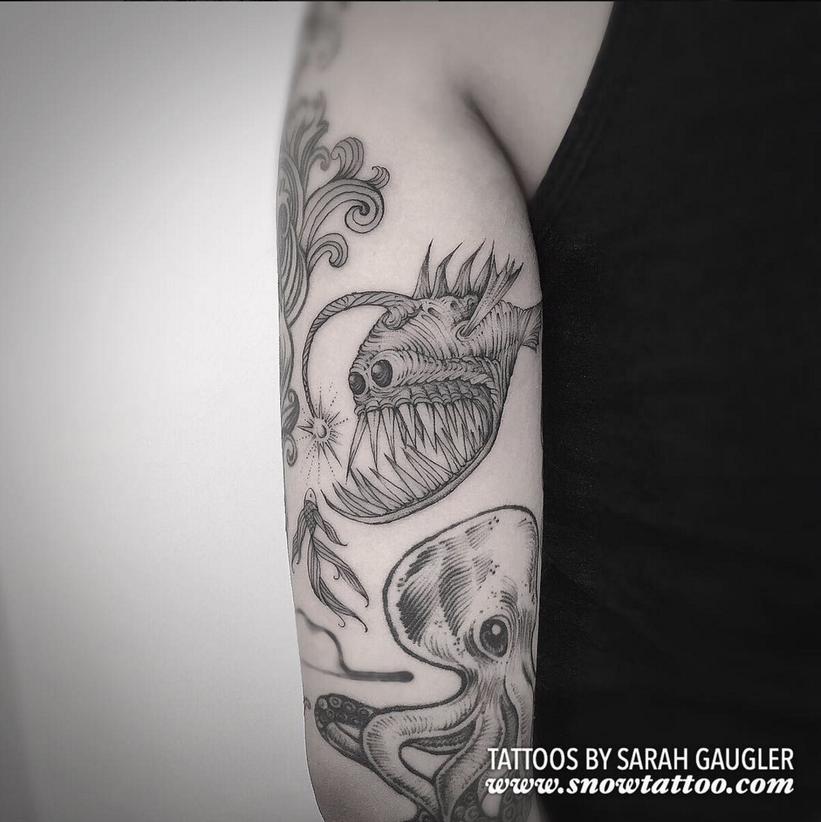 Sarah Gaugler Snow Tattoo Custom Angler Fish Anglerfish Creature Fine Line Linework Dotwork Intricate Detailed New York Best Tattoos Best Tattoo Artist NYC.png