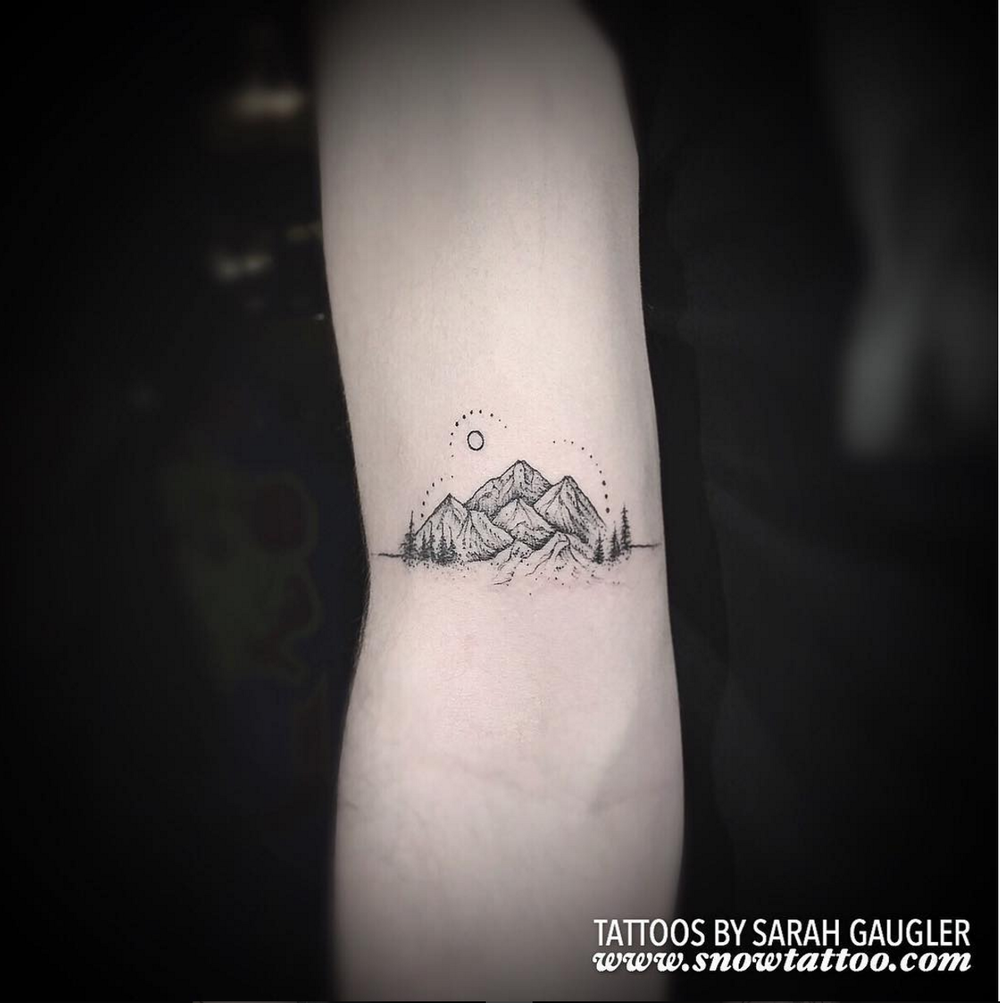 Crescent moon and mountain tattoo  Tattoogridnet