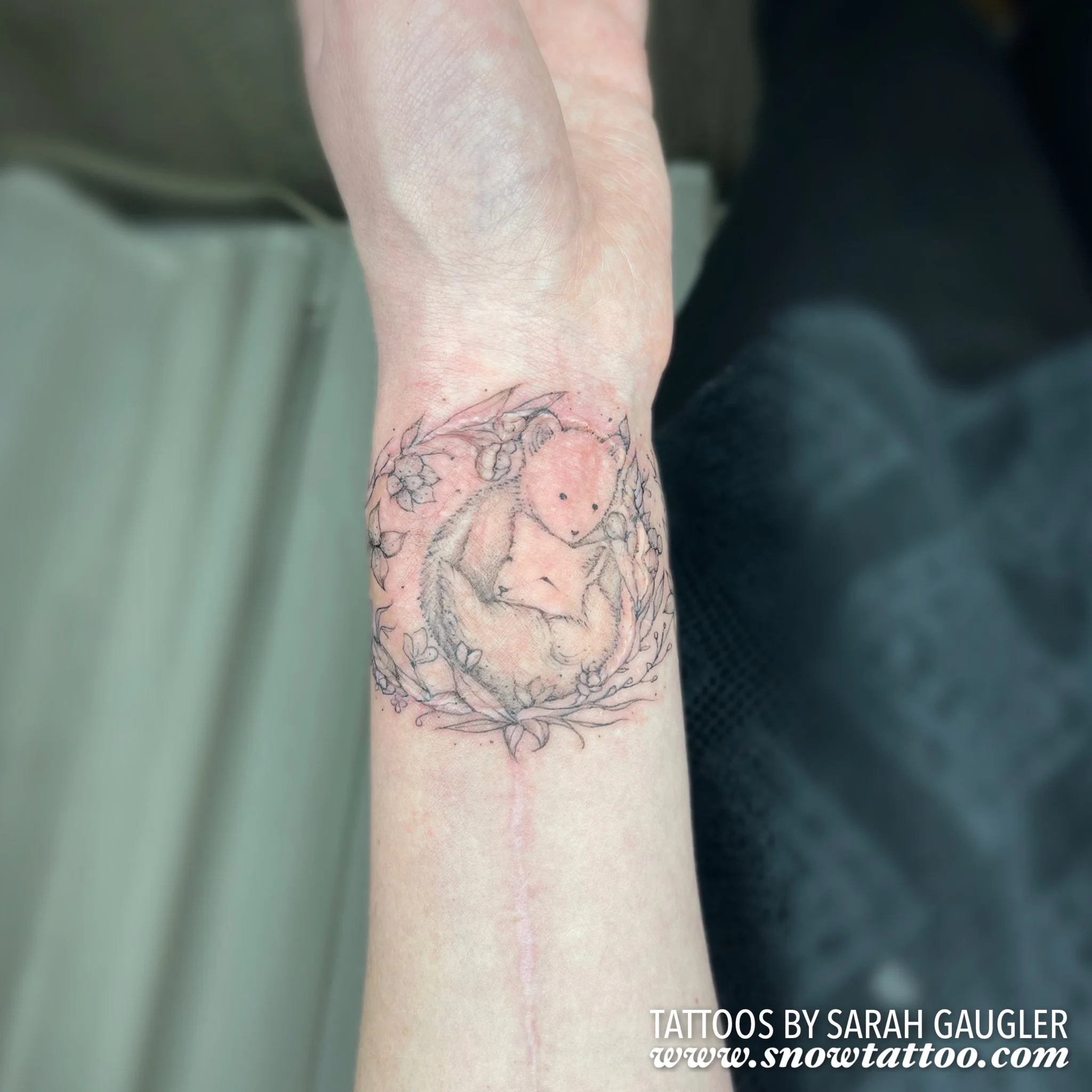 Scar Cover Up Tattoo by Sarah Gaugler at Snow Tattoo New York