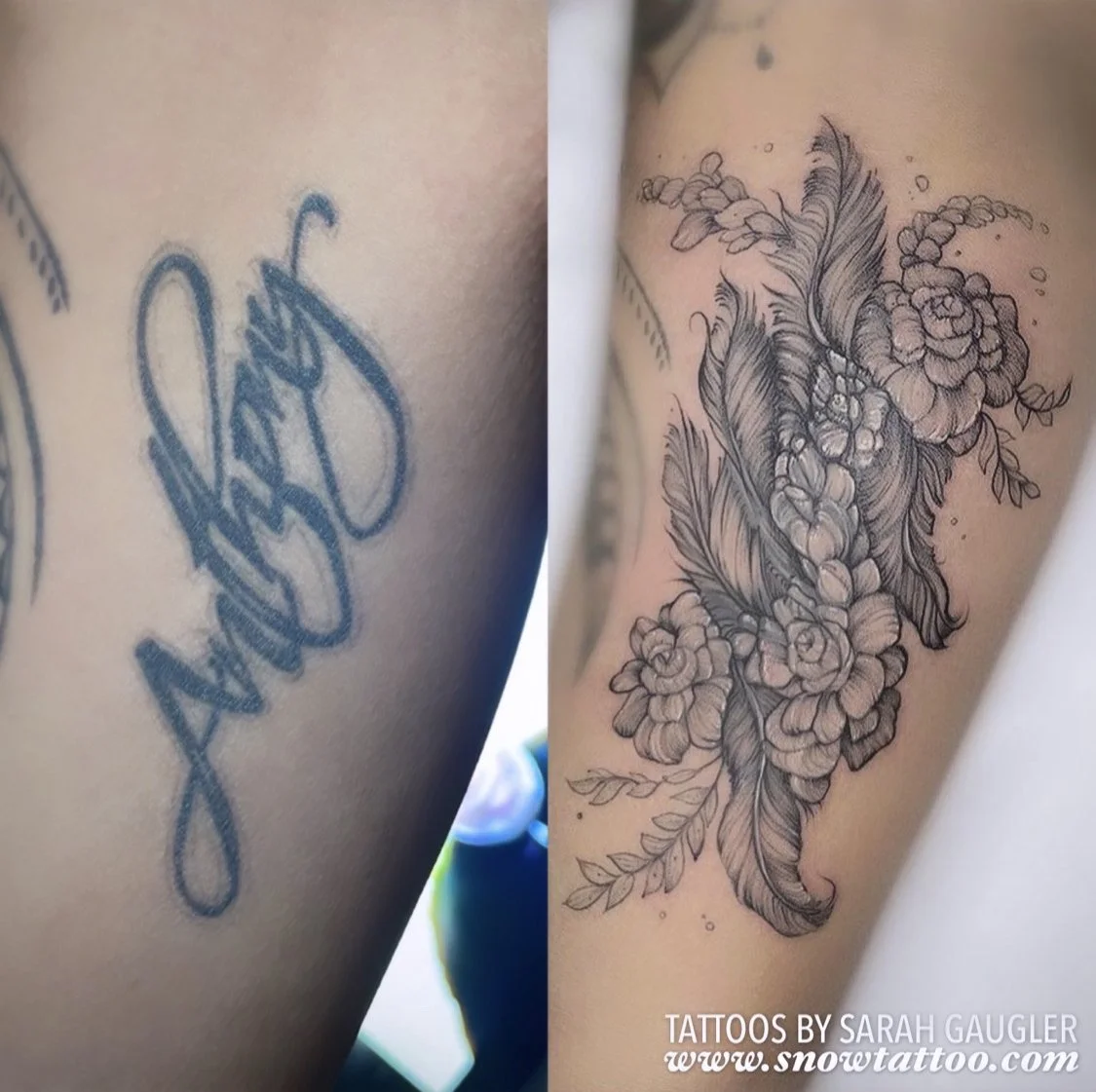 Scar Cover Up Tattoo by Sarah Gaugler at Snow Tattoo New York